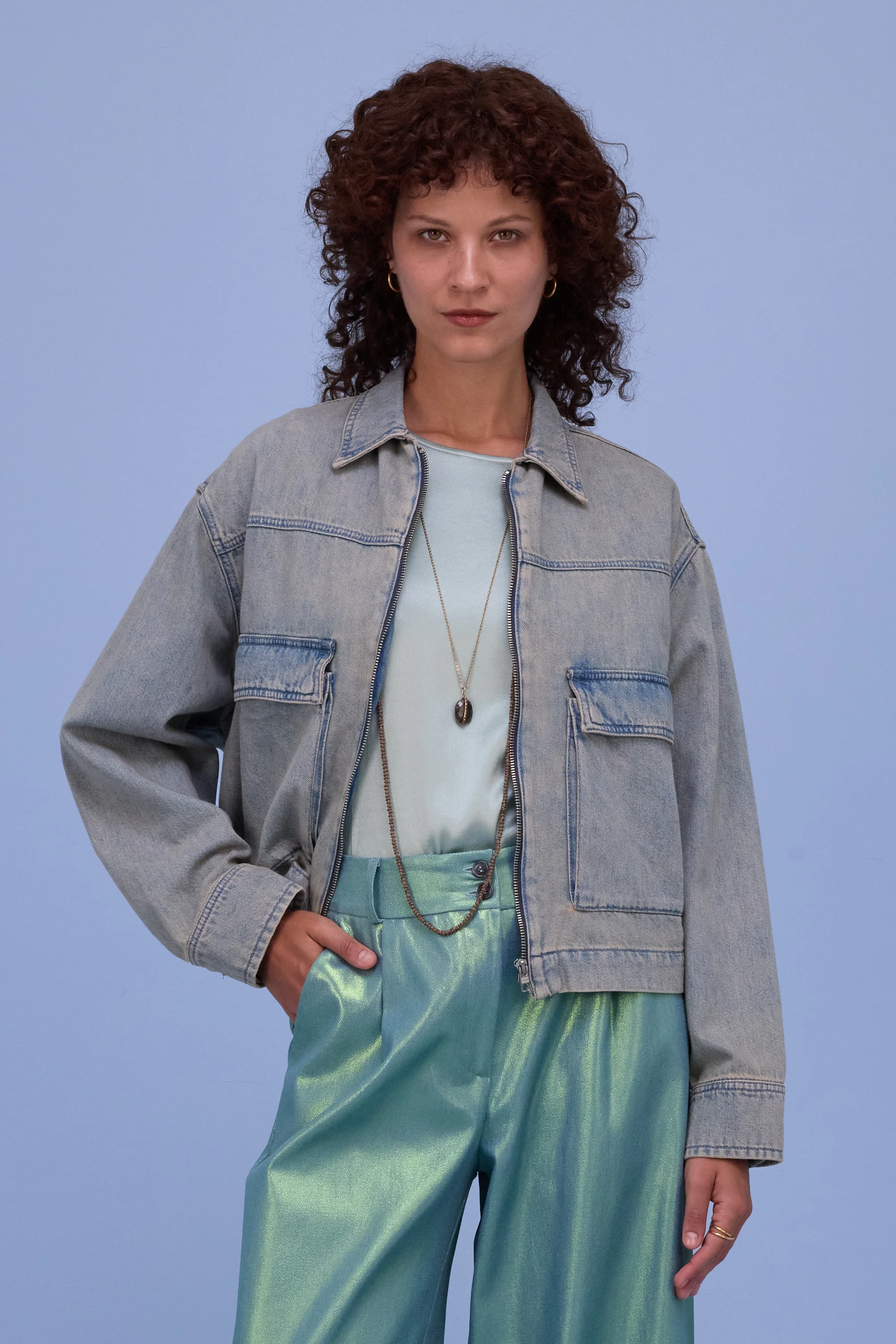 Hervé jasje in sand denim - Image 5