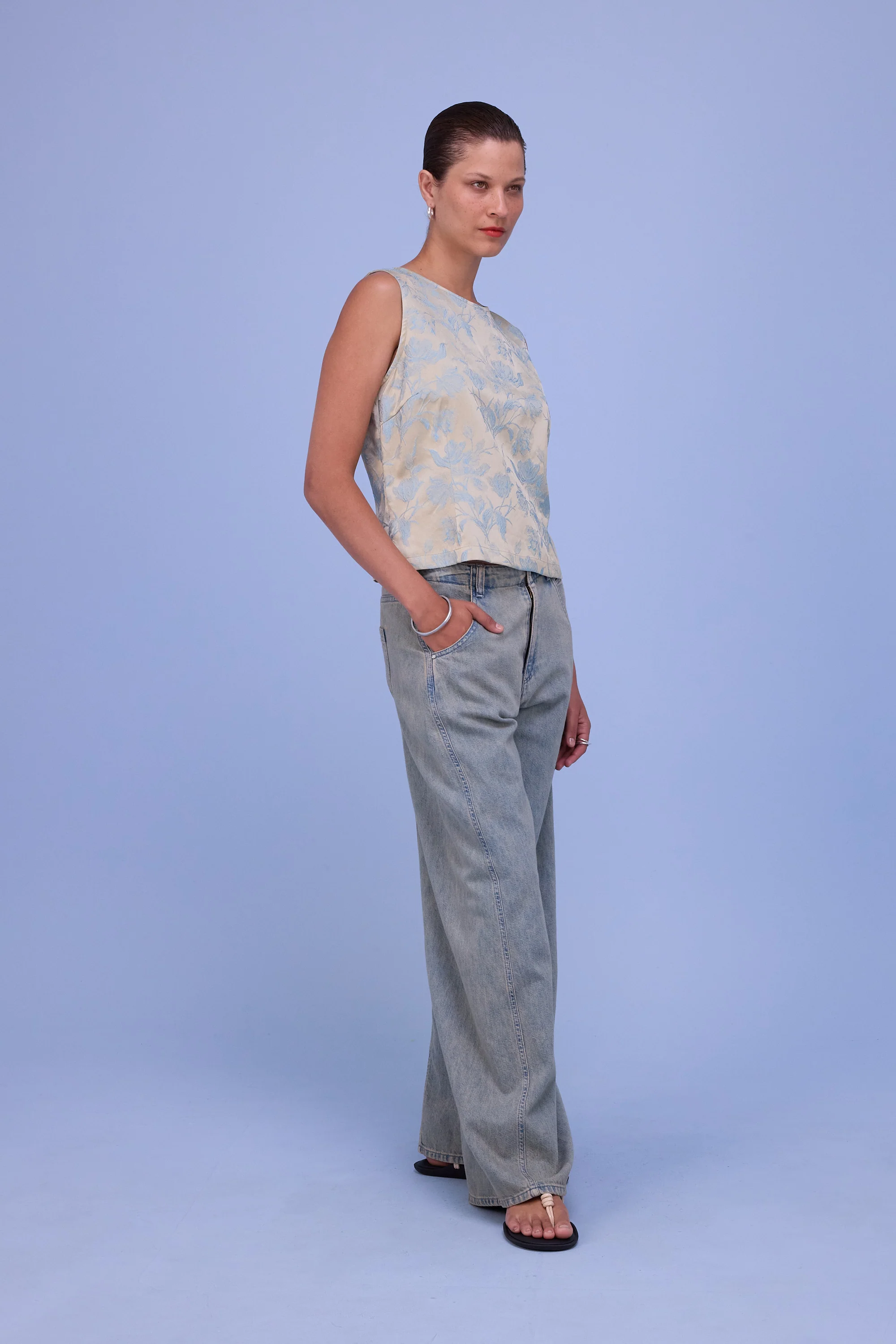 Danielle top in blue glow jacquard - Image 4