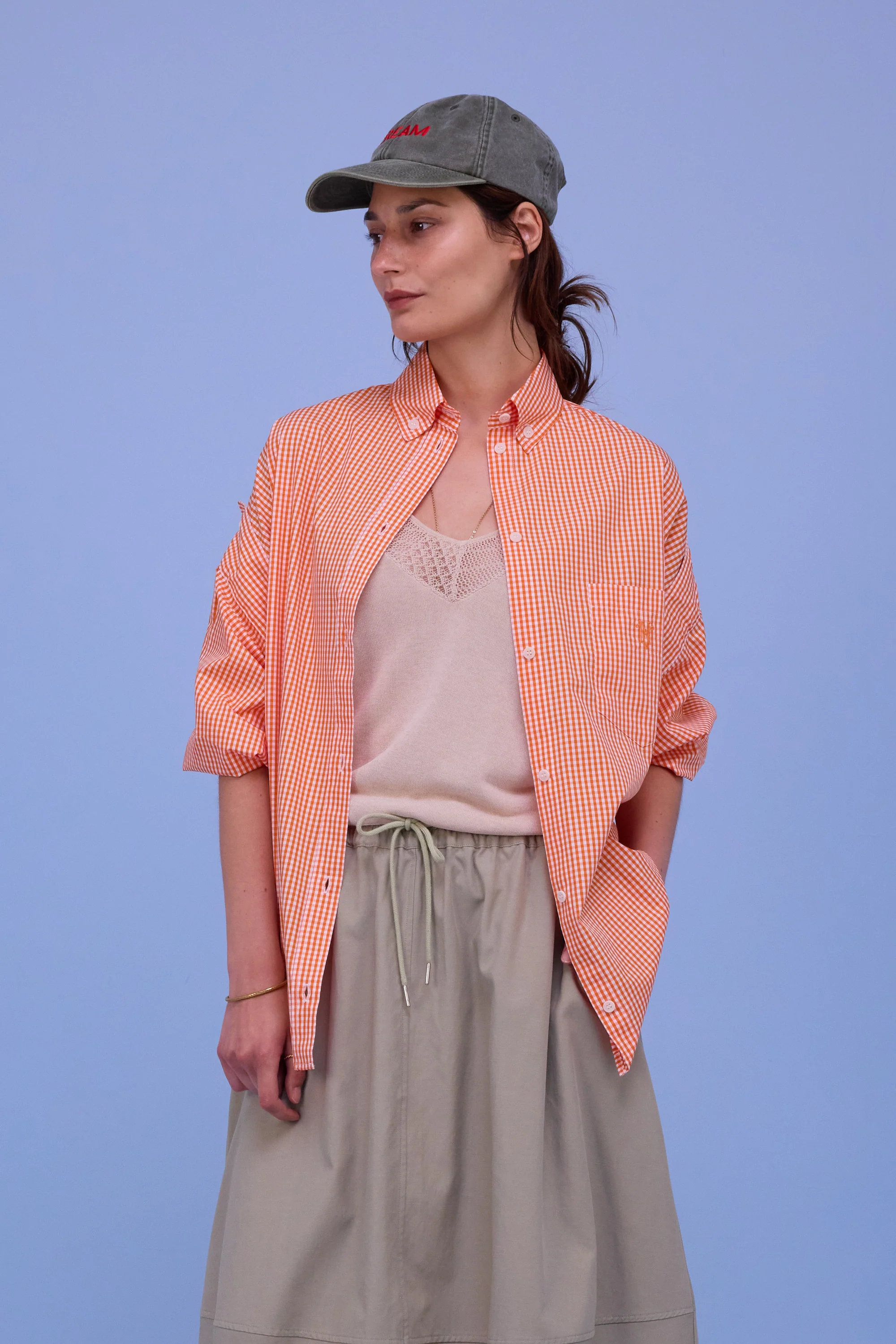 Harper hemd in vichy orange checks