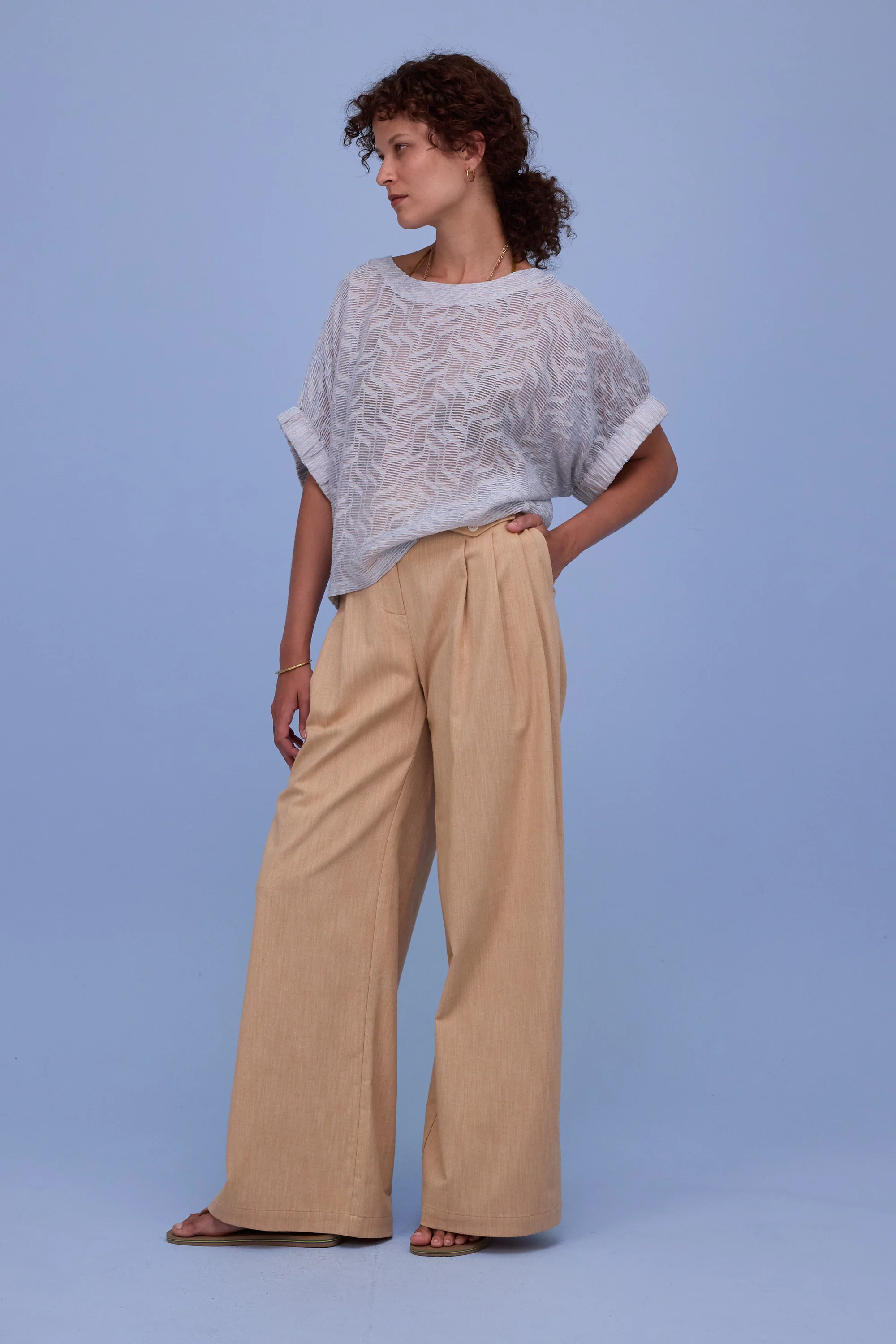 Geraldine blouse in transparent sky blue stripes - Image 2