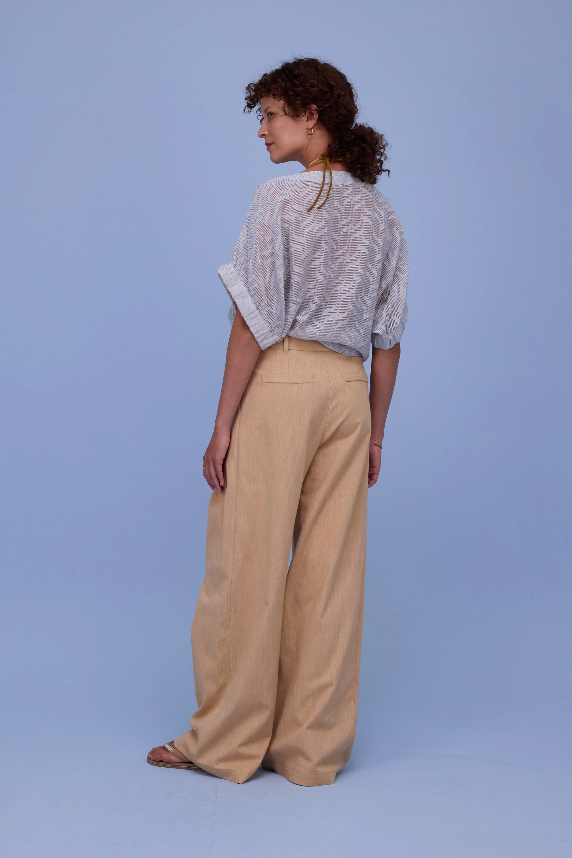 Geraldine blouse in transparent sky blue stripes - Image 3