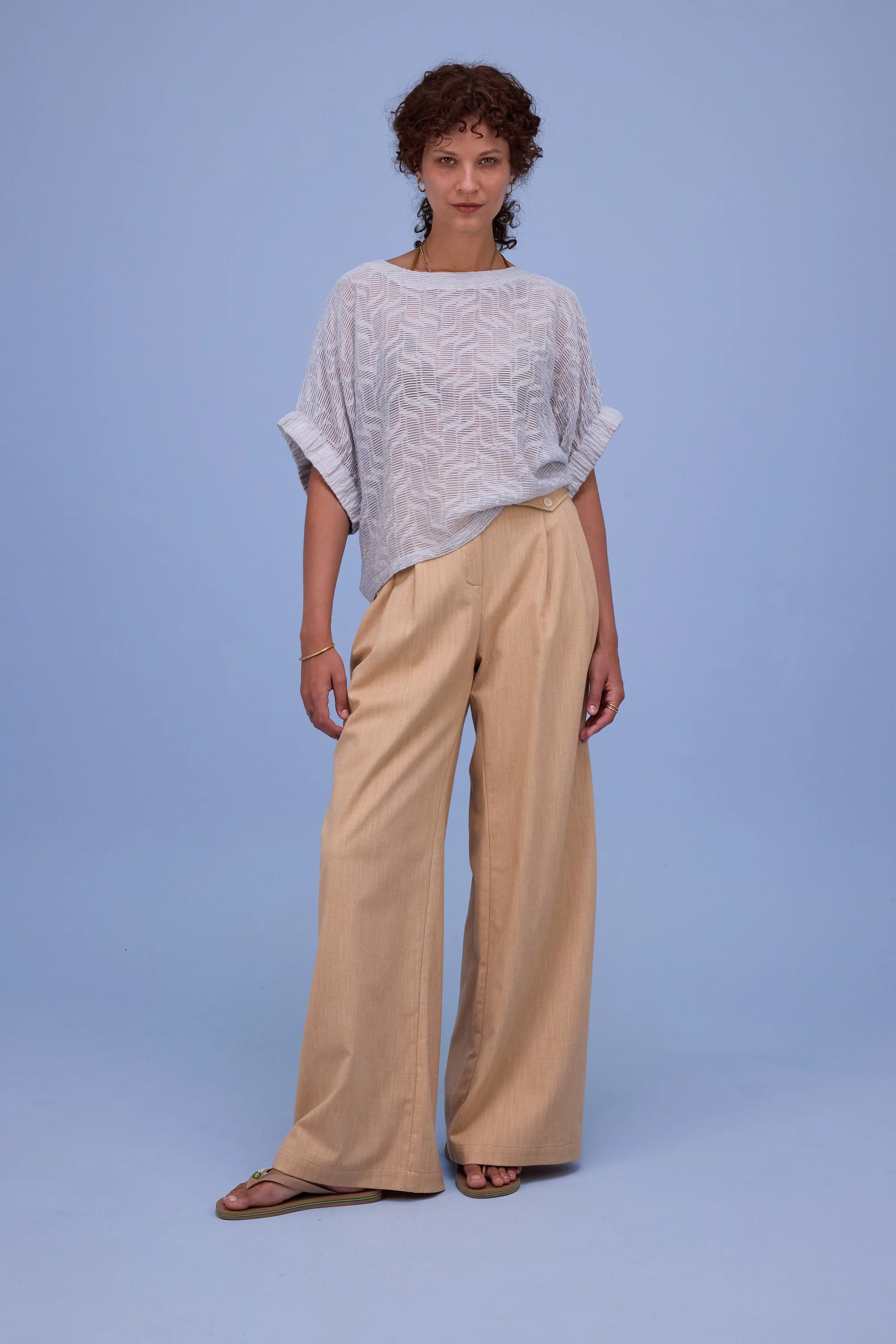 Geraldine blouse in transparent sky blue stripes - Image 4