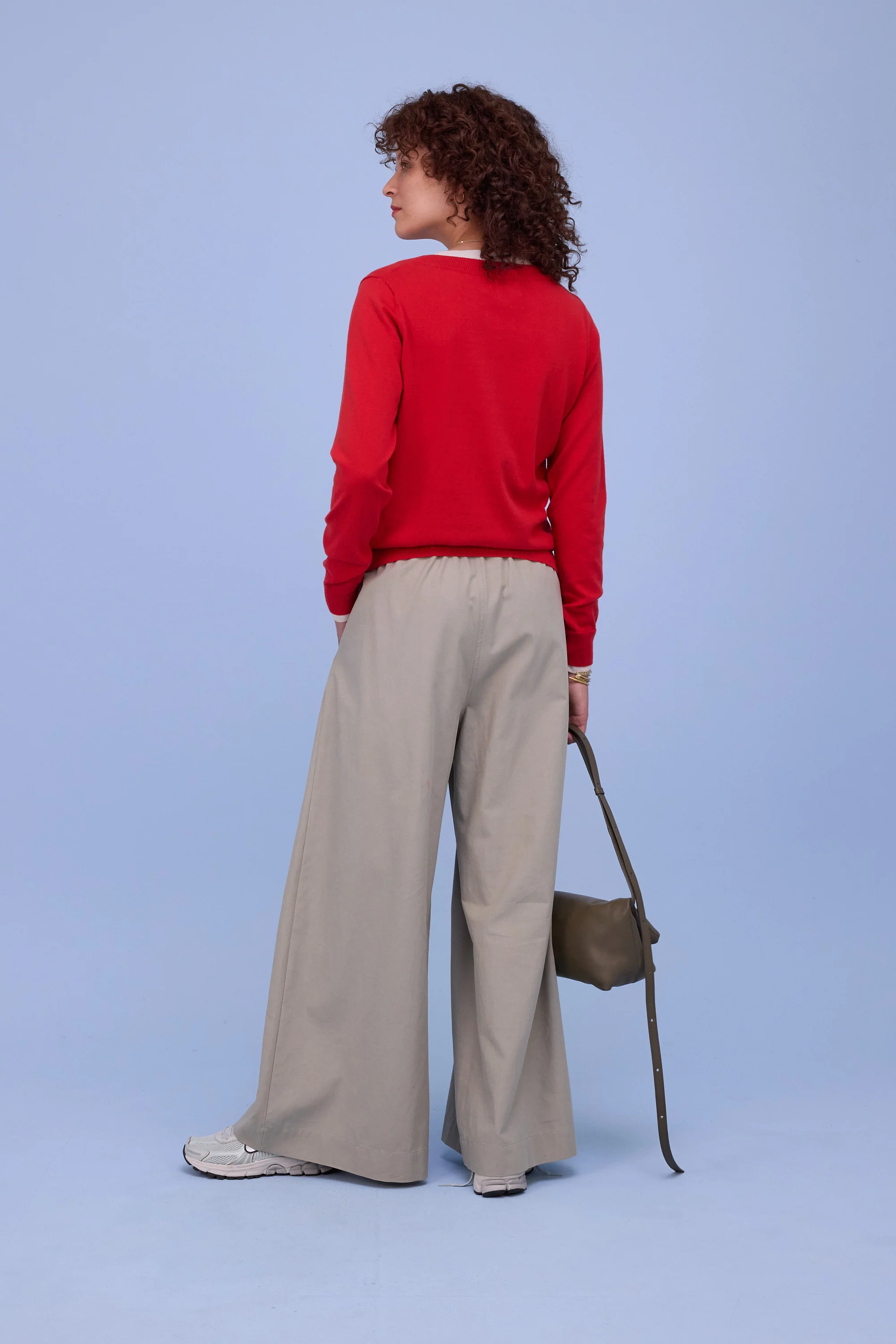 Hanoi semi-cardigan in coral red/almond - Image 4
