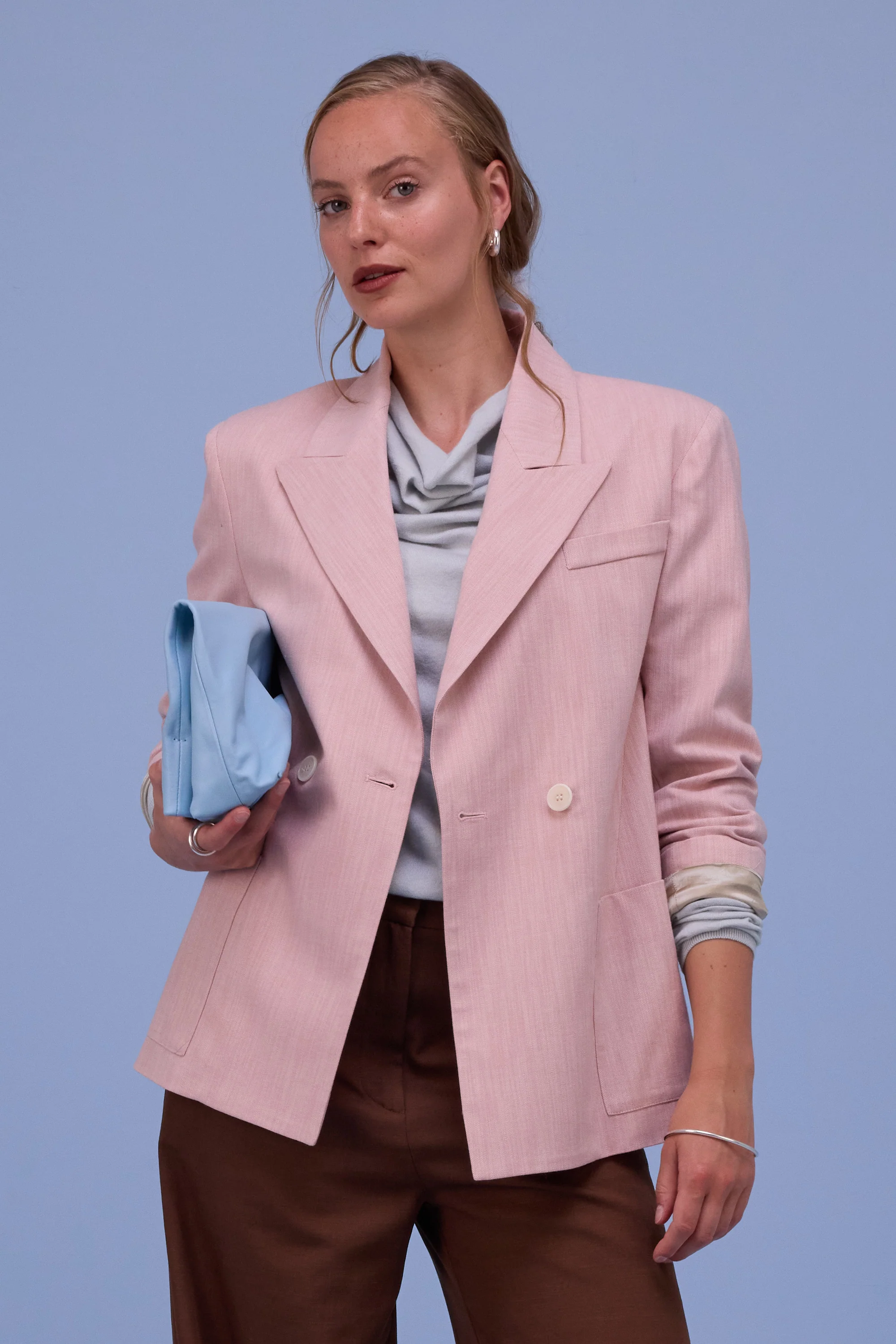 Clutch bag in sky blue - Image 4