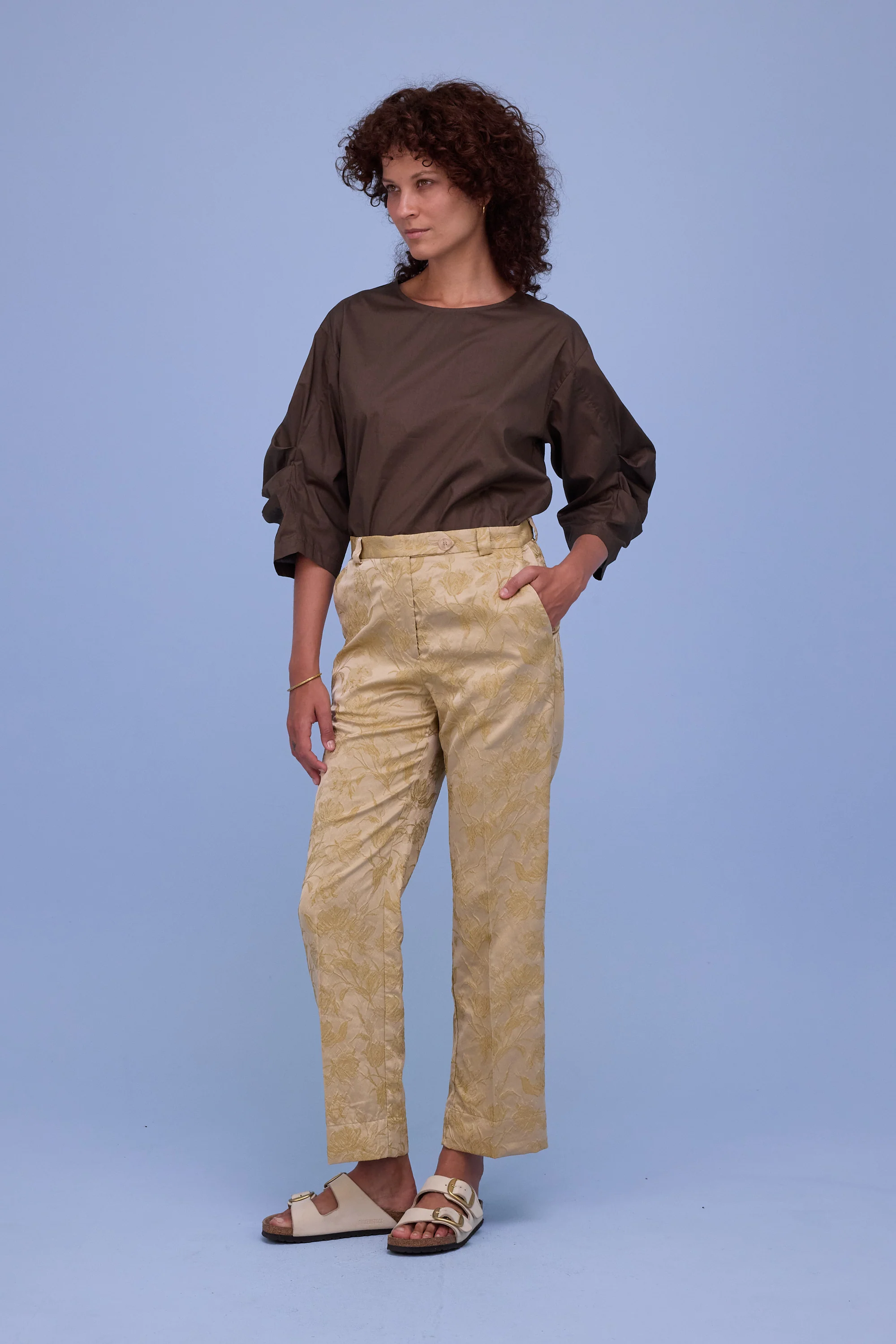 Camille blouse in dark khaki - Image 2