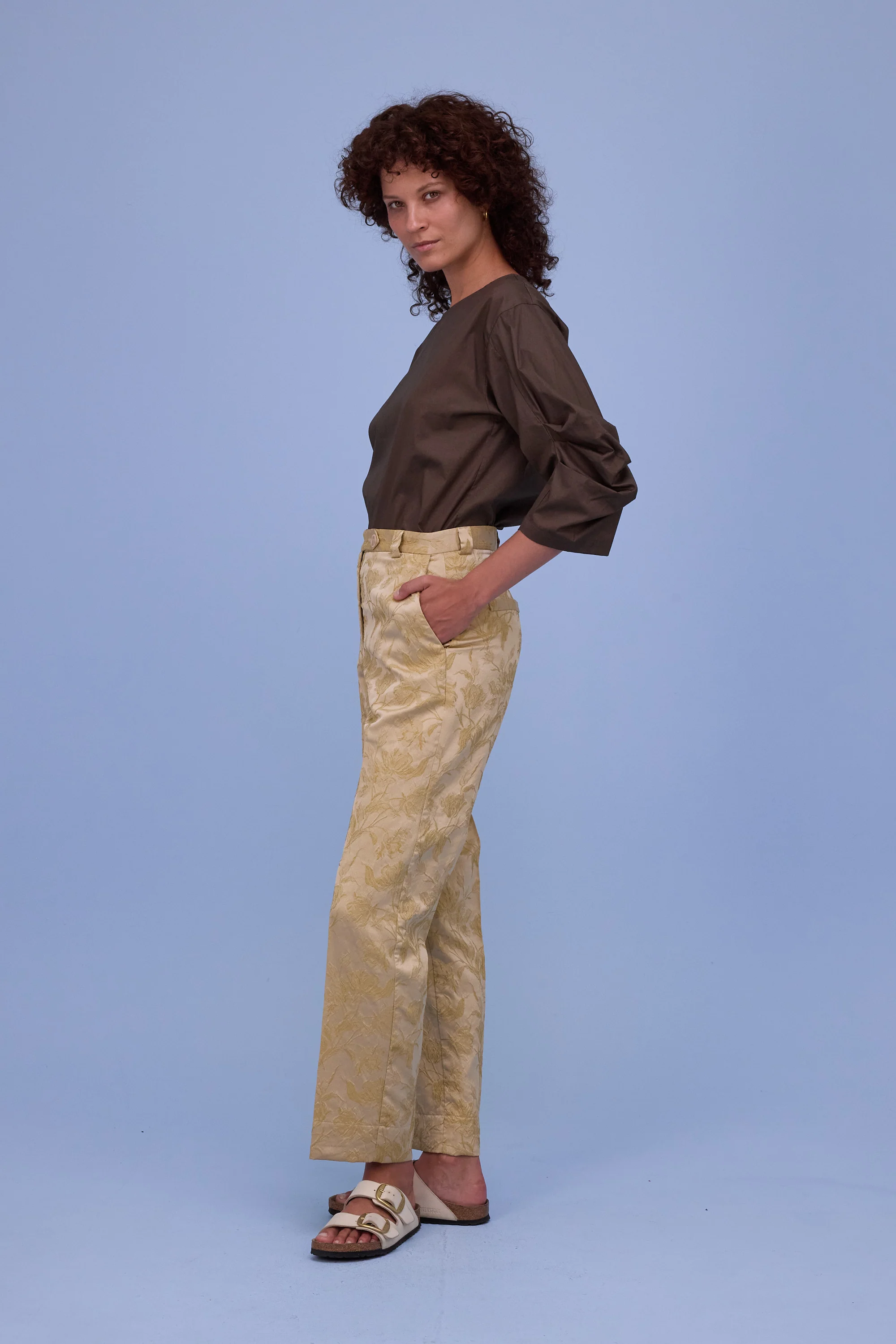 Camille blouse in dark khaki - Image 3