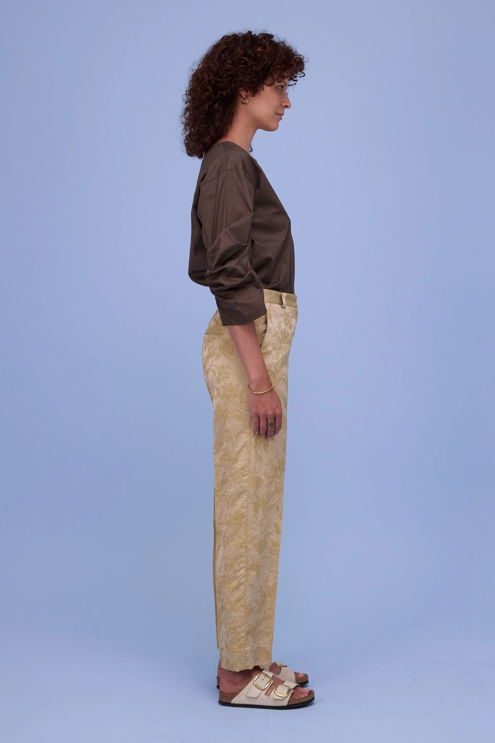 Camille blouse in dark khaki - Image 5