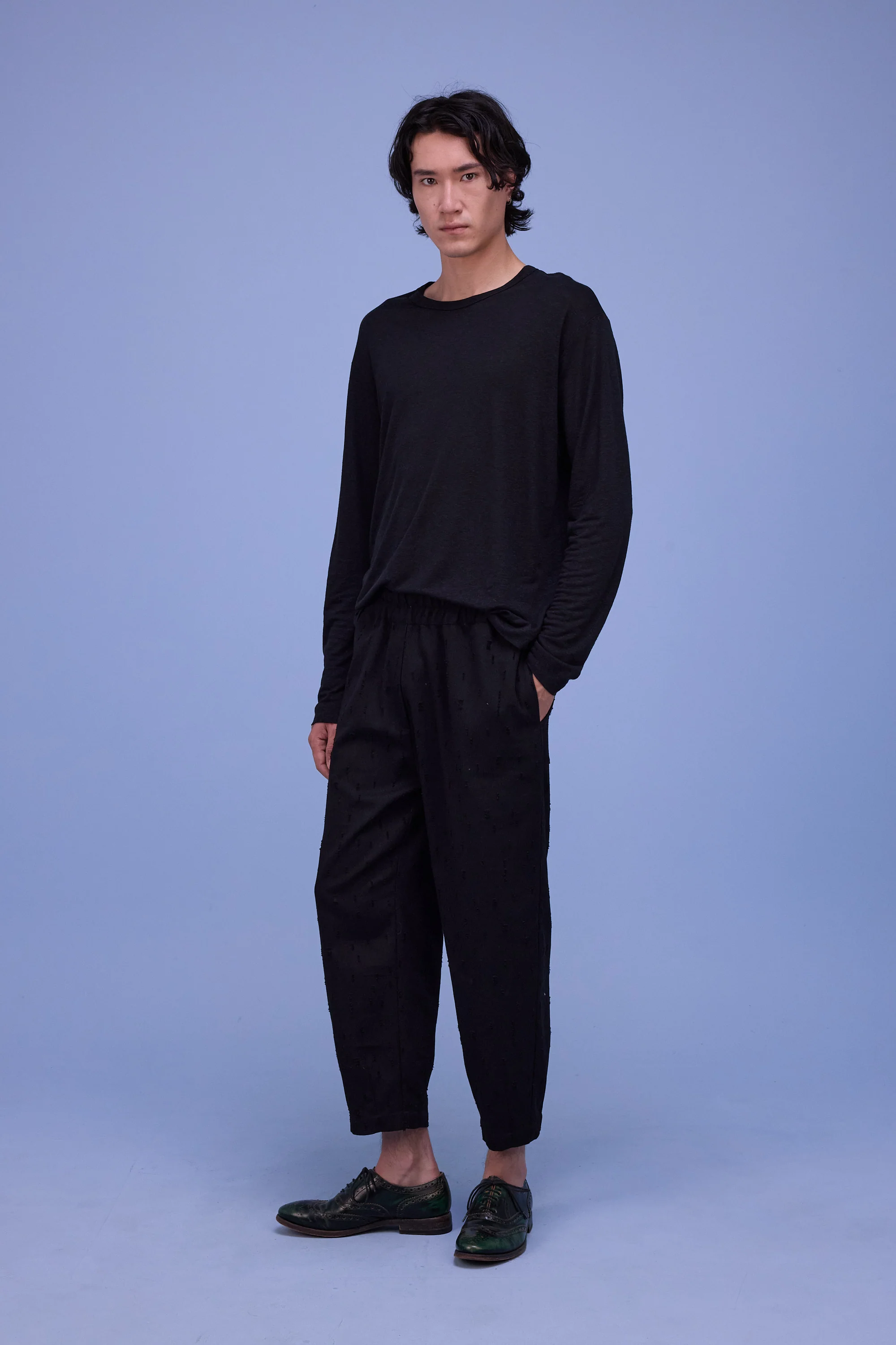 Hacene broek in black ripped cotton - Image 3