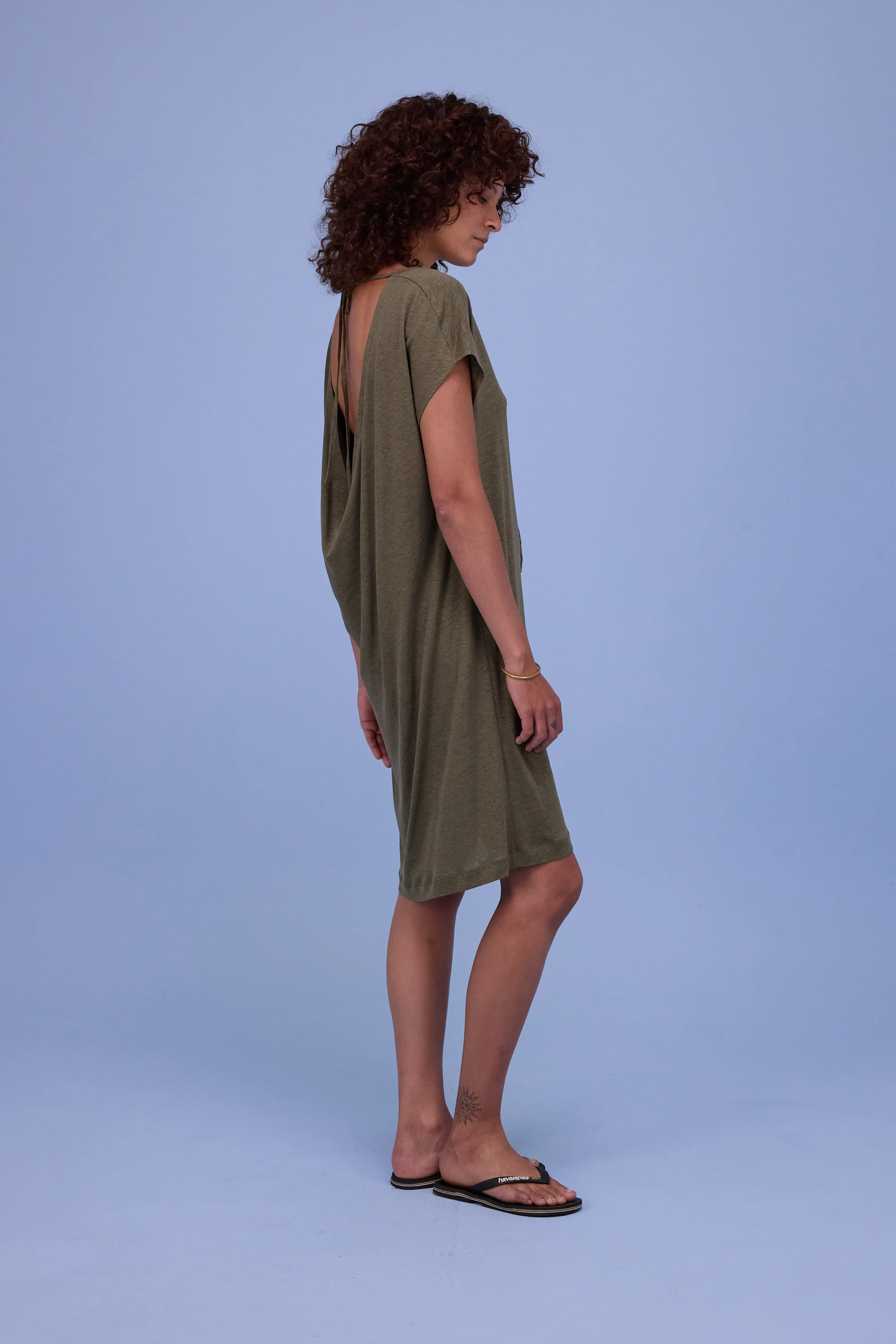 Fenise jurk in dark olive - Image 4