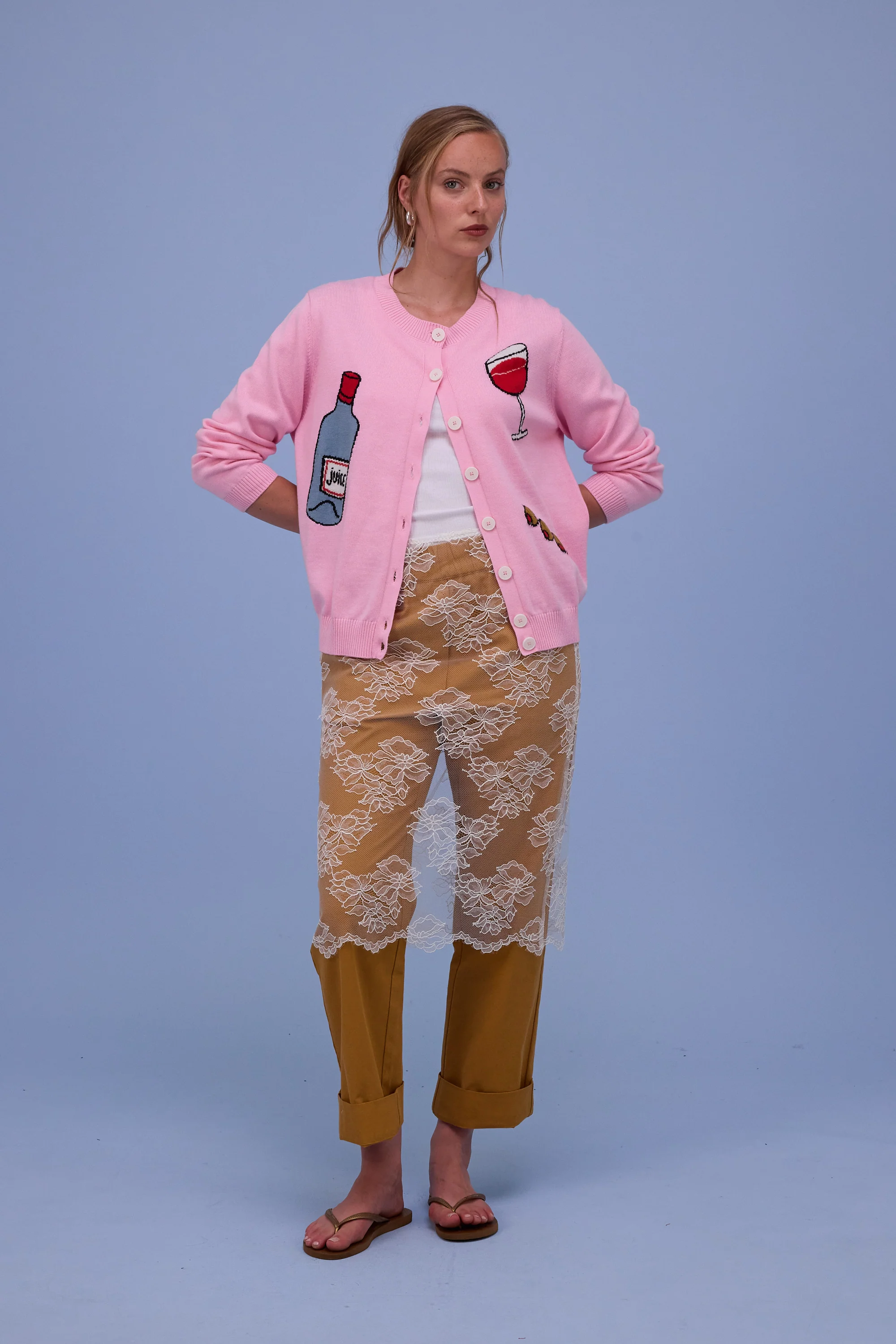 Hyeres cardigan in pink - Image 3