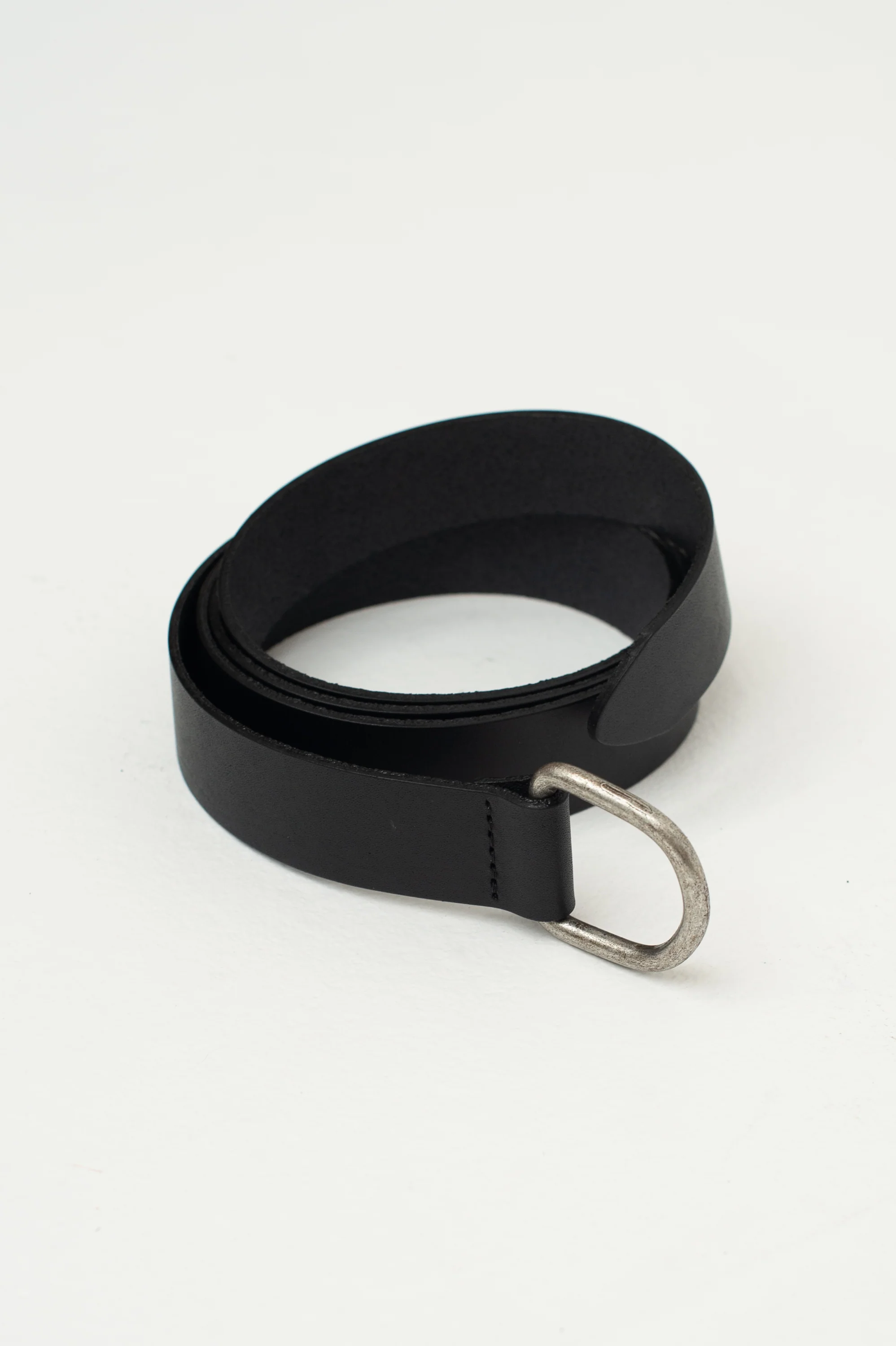 Leren D-ring riem in zwart
