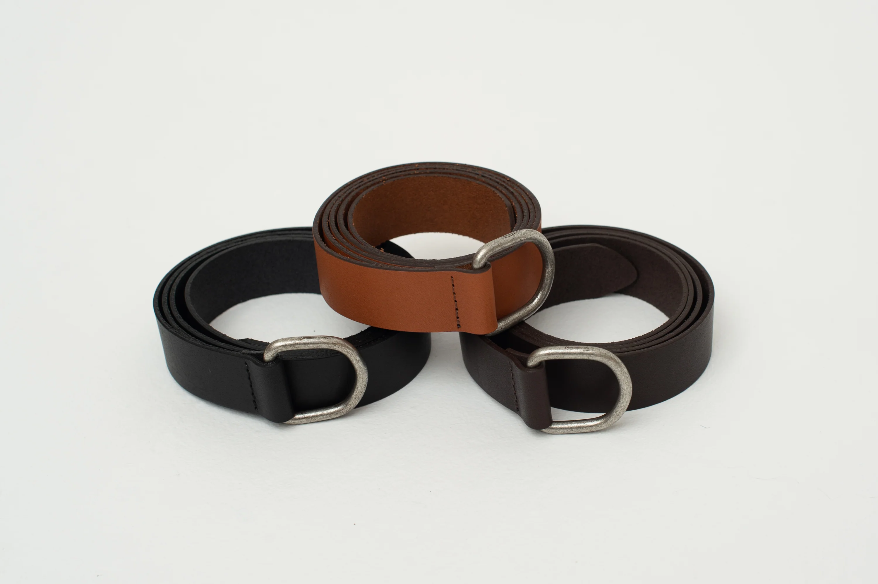 Leren D-ring riem in zwart - Image 2