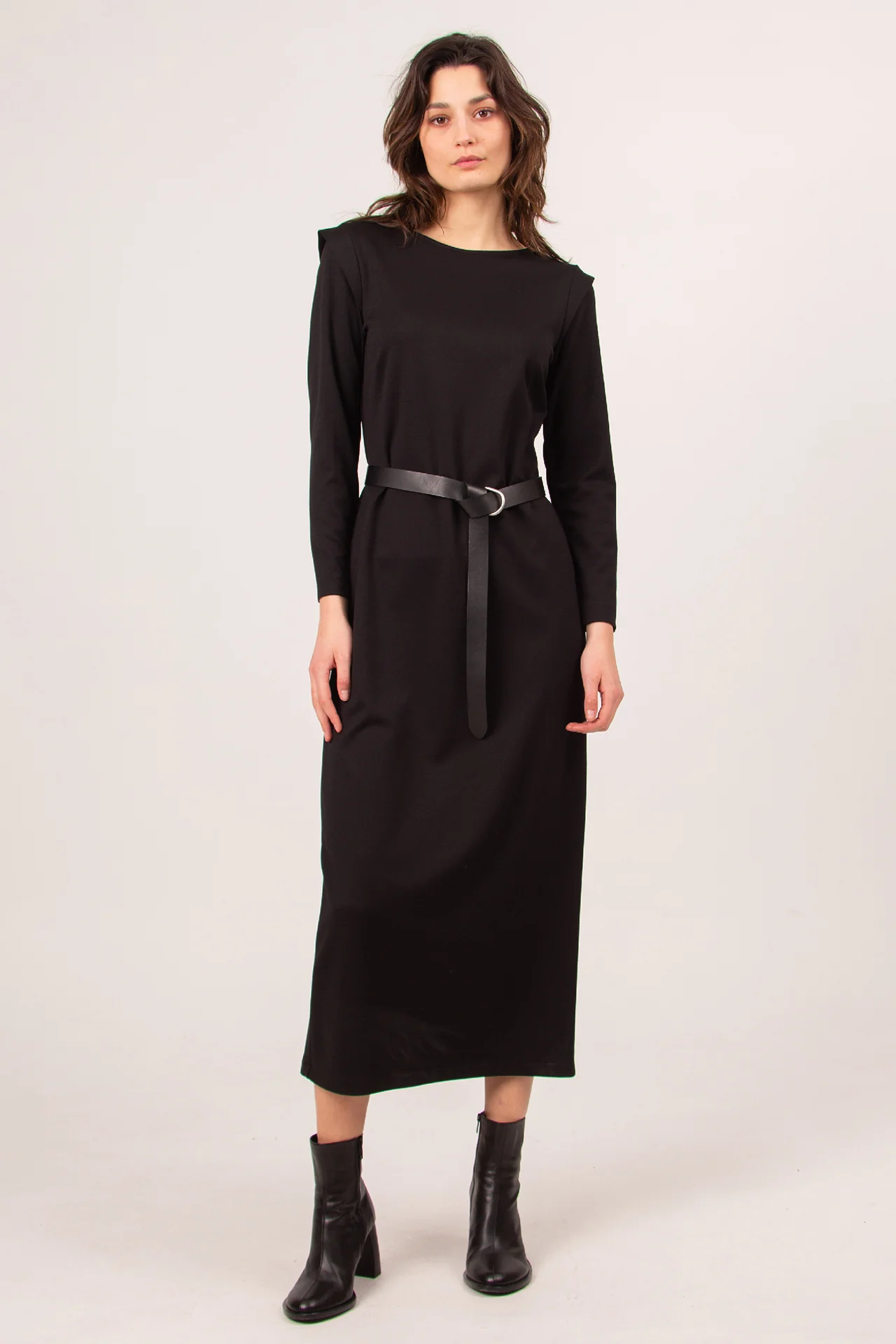 Leren D-ring riem in zwart - Image 3