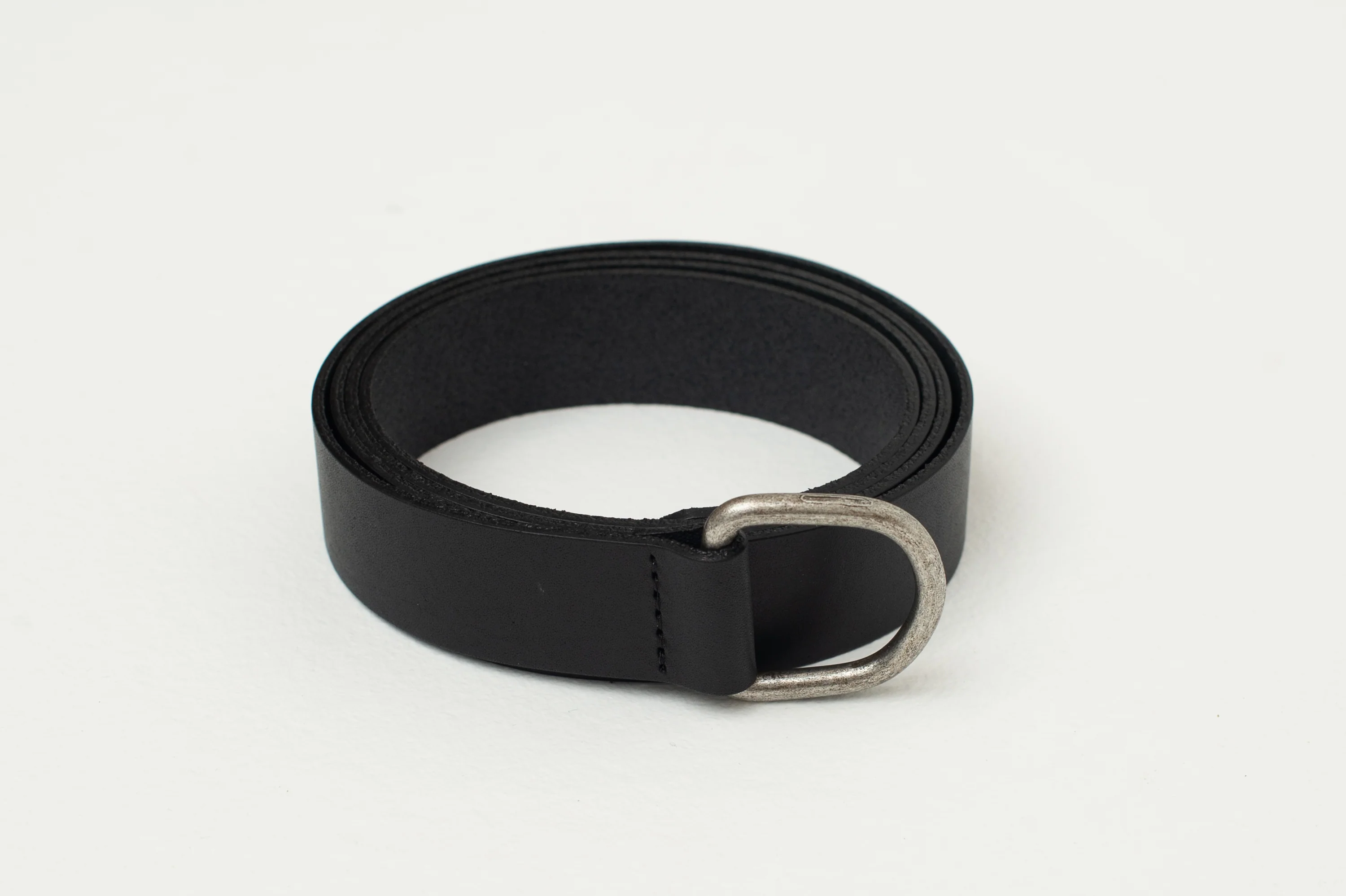 Leren D-ring riem in zwart - Image 4