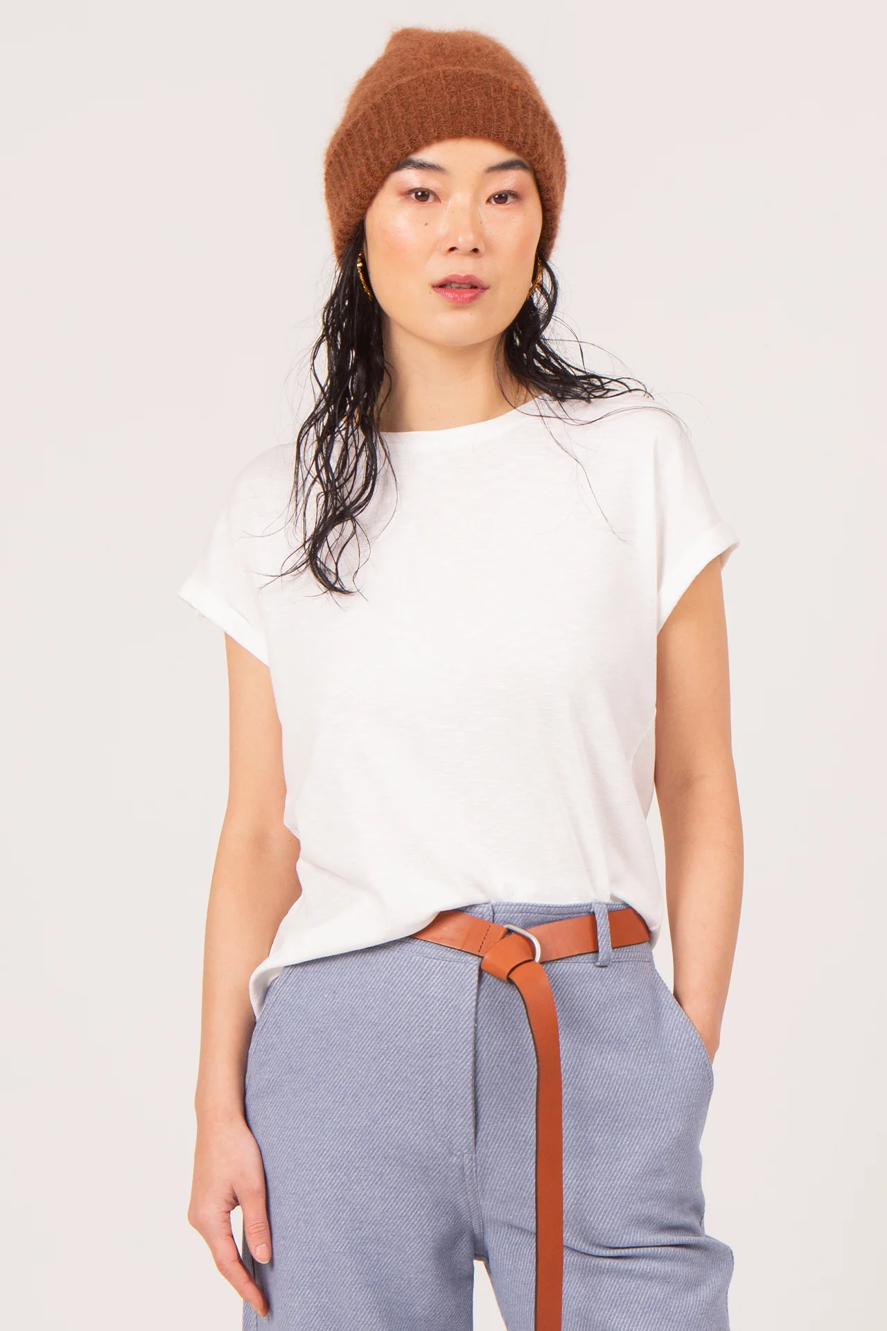 Leren D-ring riem in cognac - Image 4