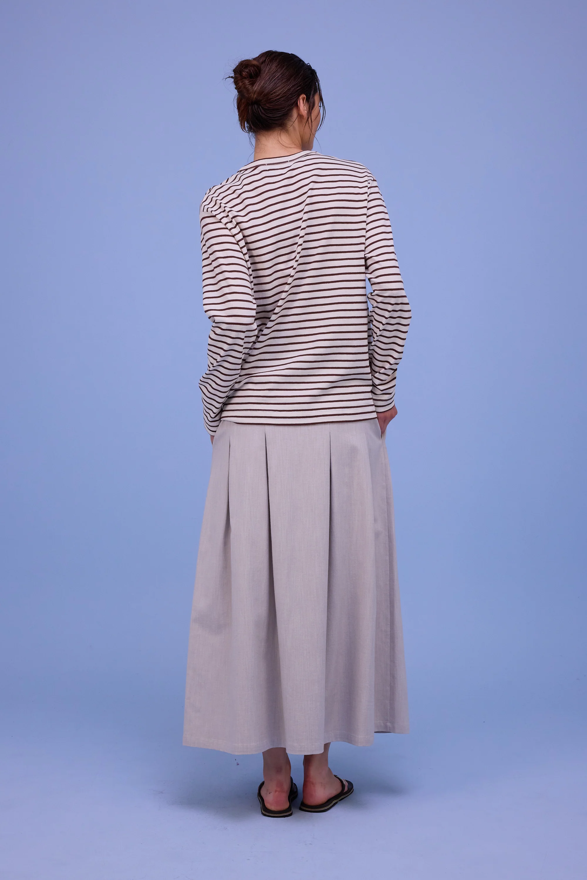 Geoff T-shirt in brown breton stripes - Image 4