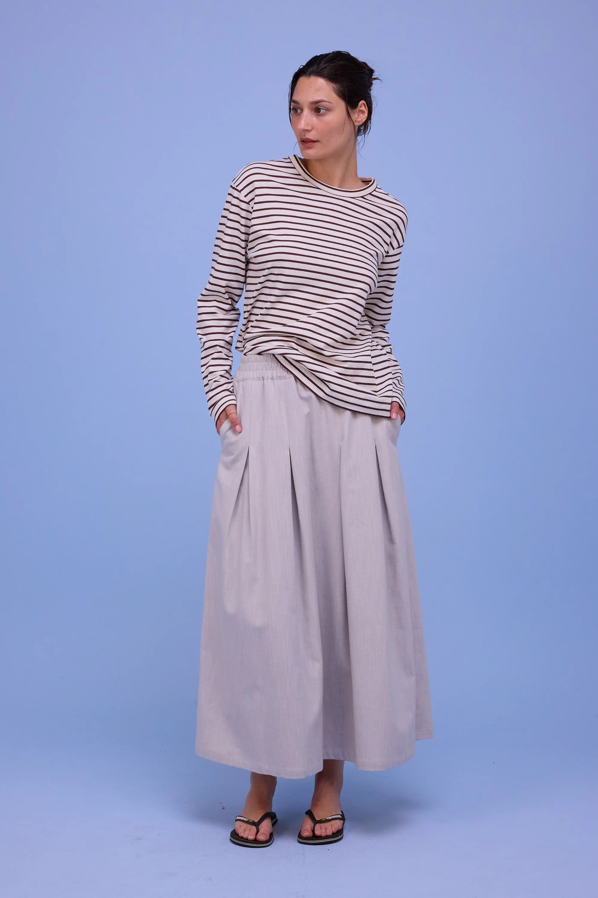 Geoff T-shirt in brown breton stripes - Image 6