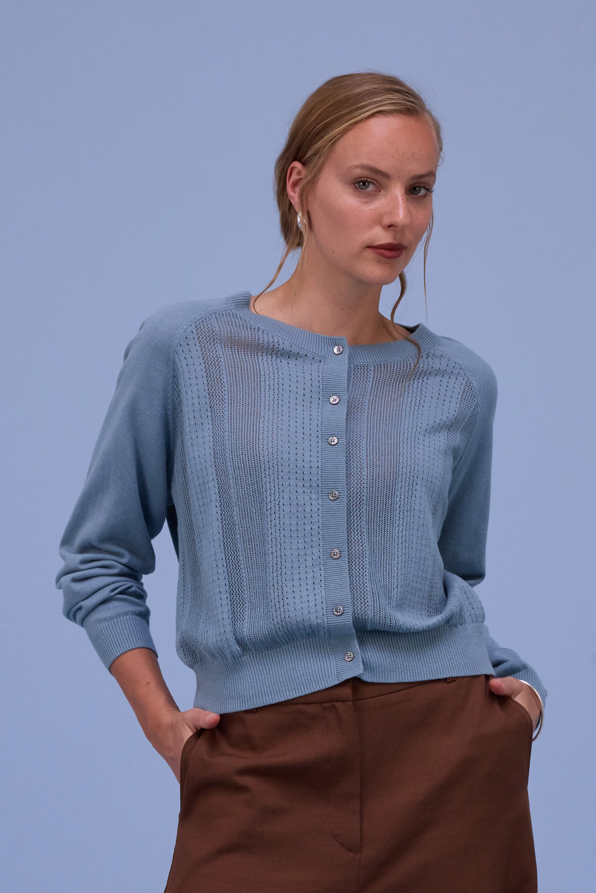Havar cardigan in dusk blue
