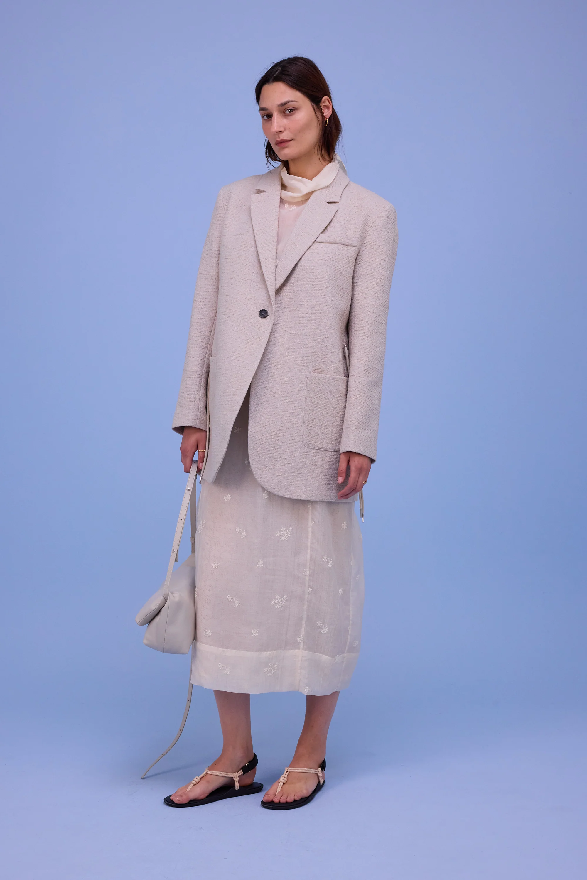 Harmon blazer in sand tweedy cotton - Image 5