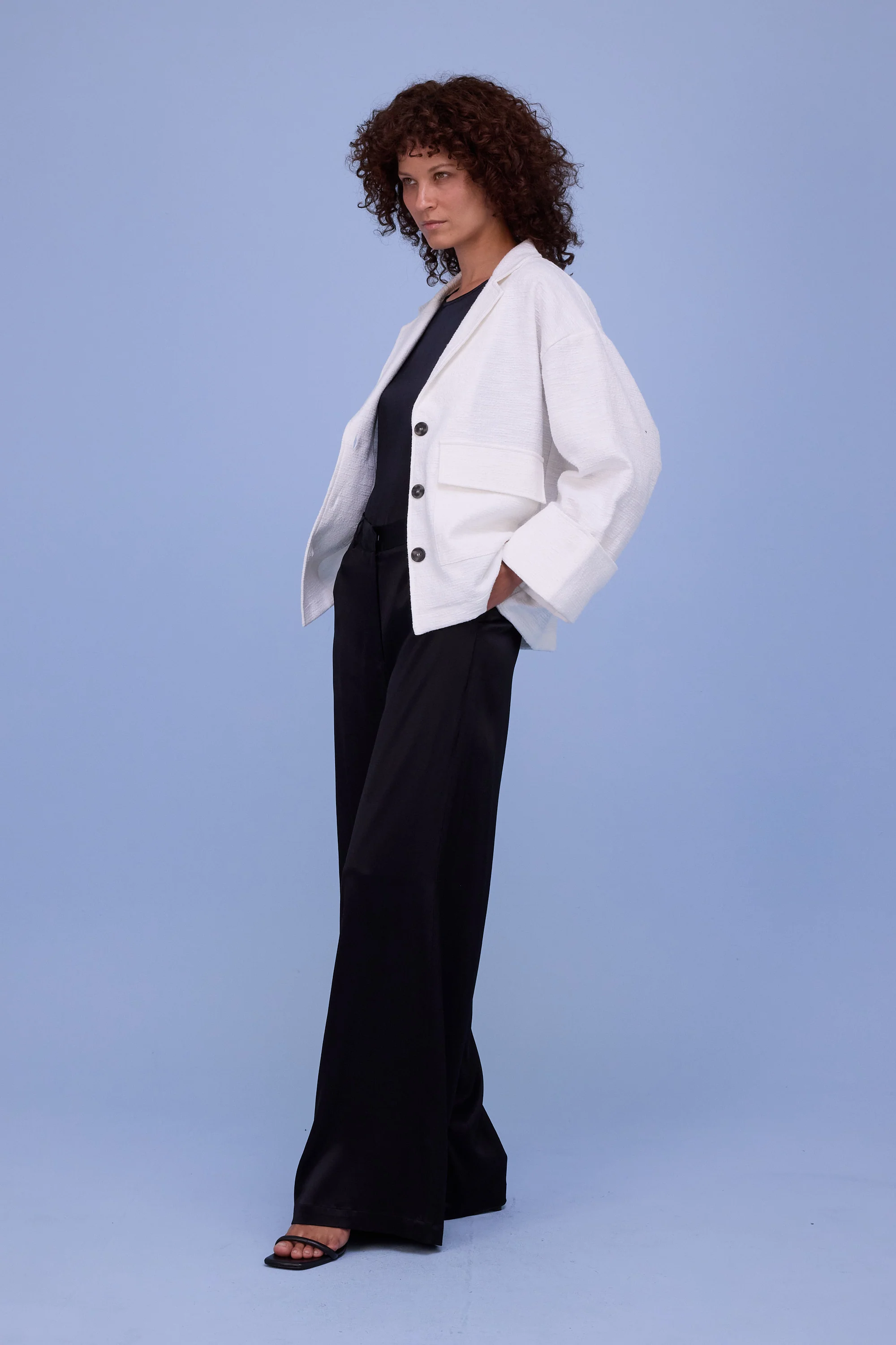 Helder jasje in witte tweedy cotton - Image 2