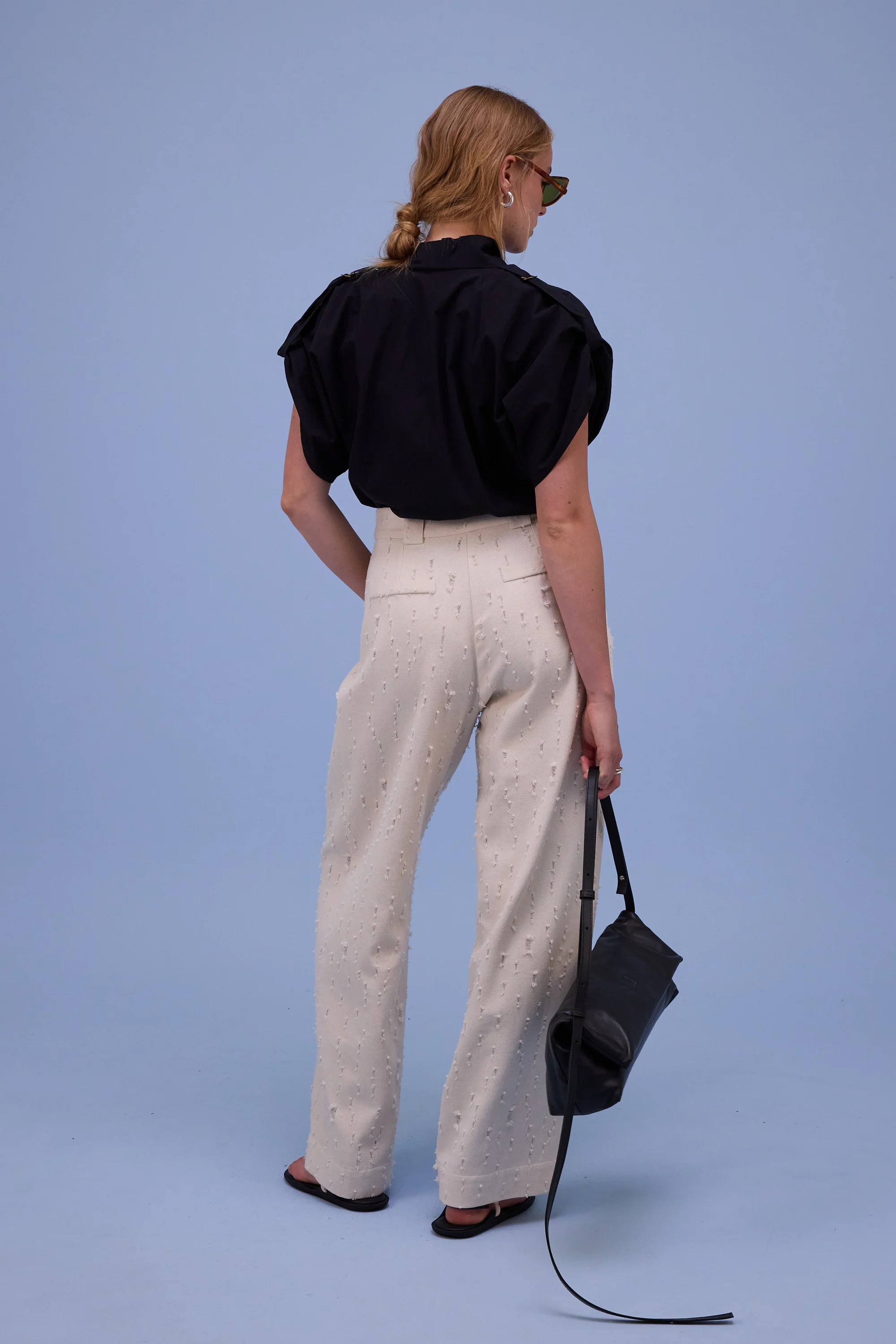Harpo broek in ecru ripped cotton - Image 4