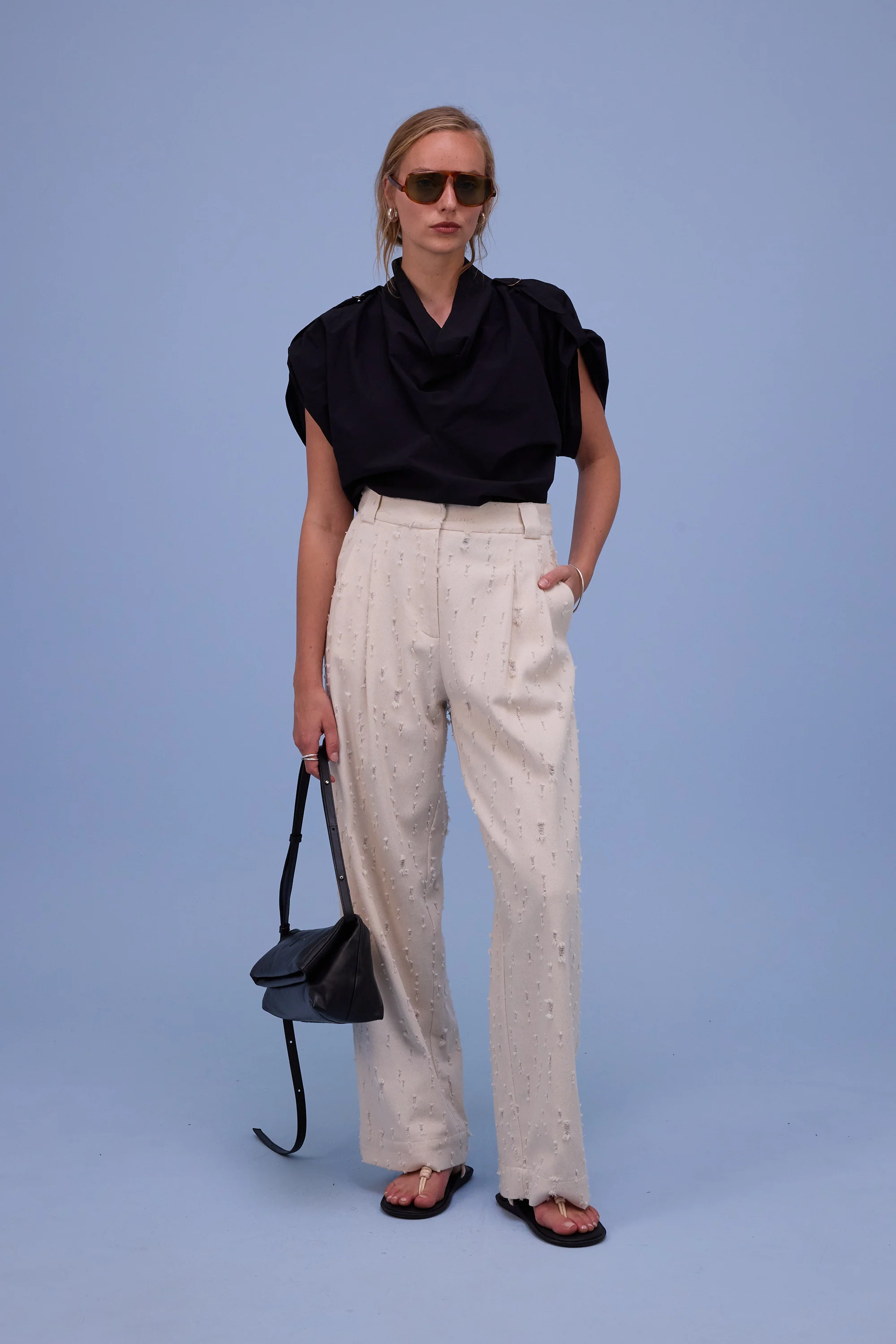Harpo broek in ecru ripped cotton - Image 6