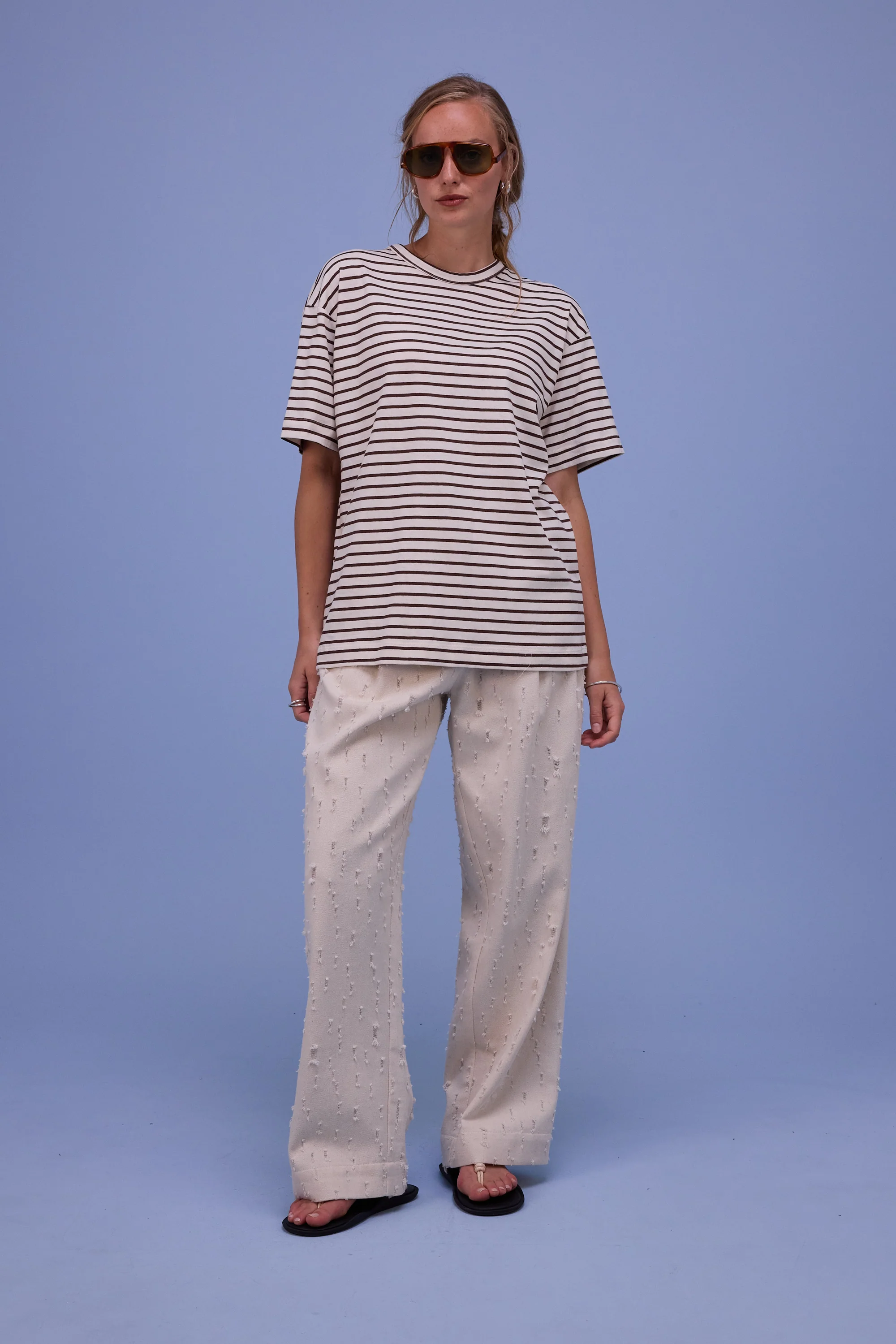 Harpo broek in ecru ripped cotton - Image 8