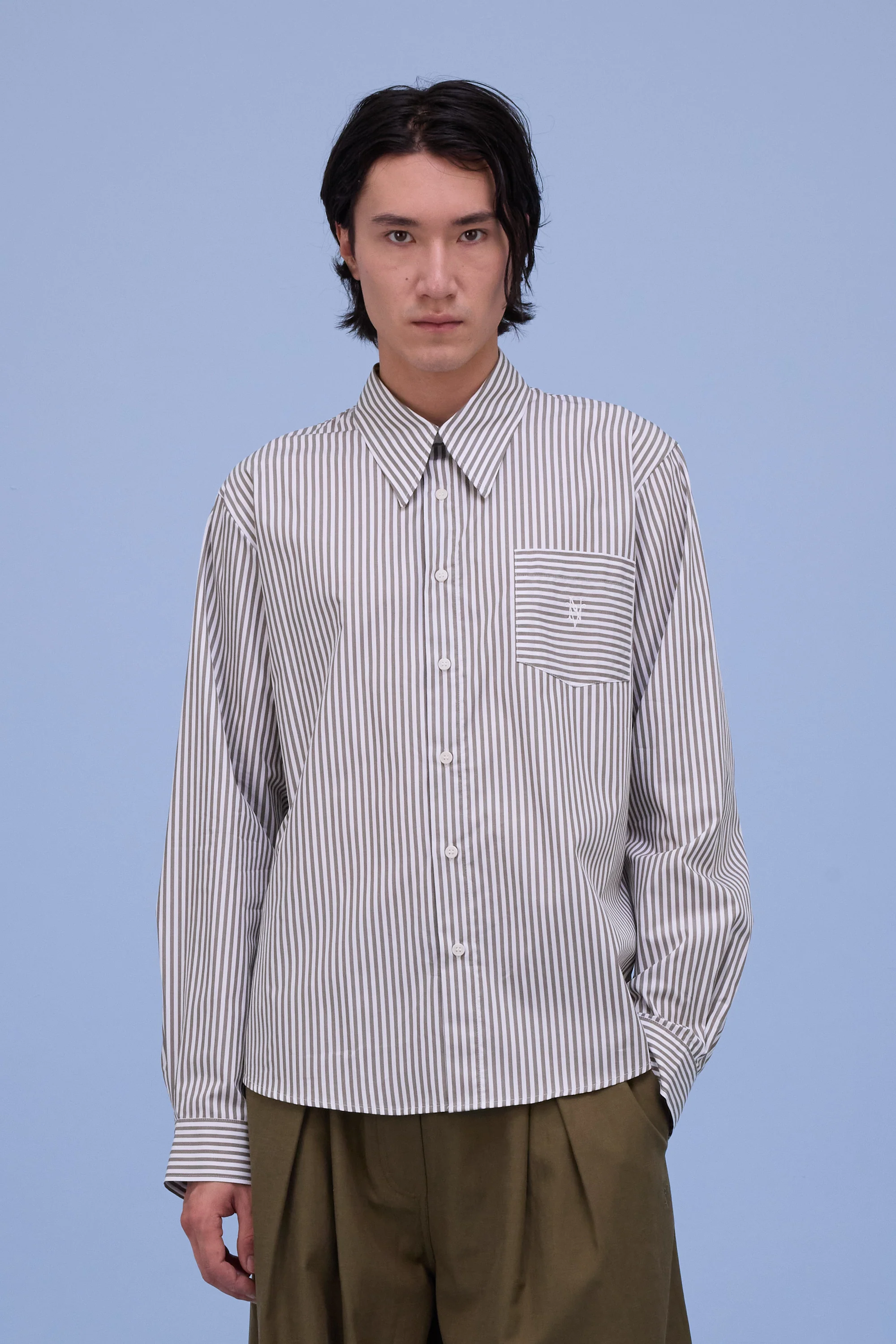 Godfried hemd in khaki stripes