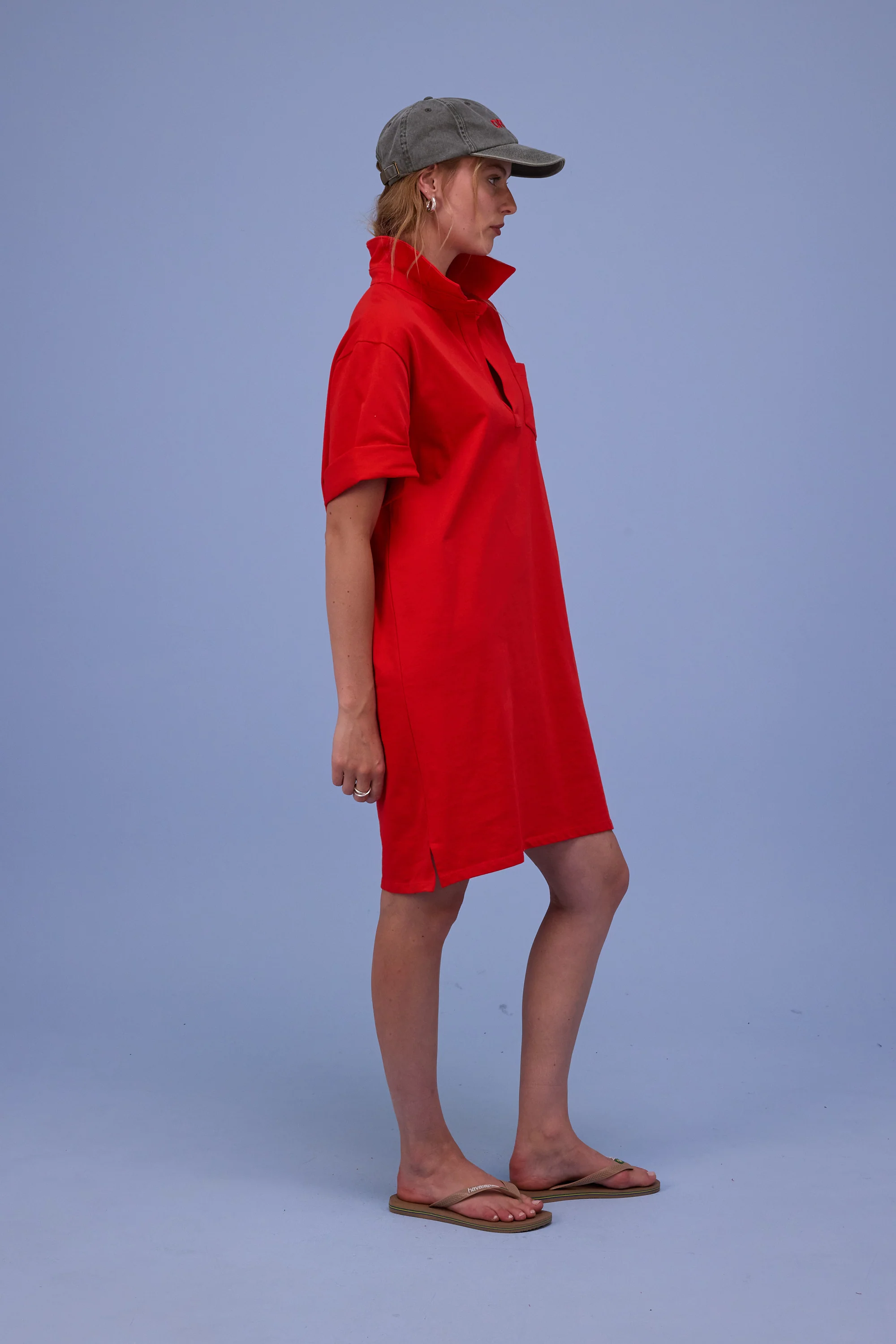 Hester polo-jurk in fiesta red - Image 4