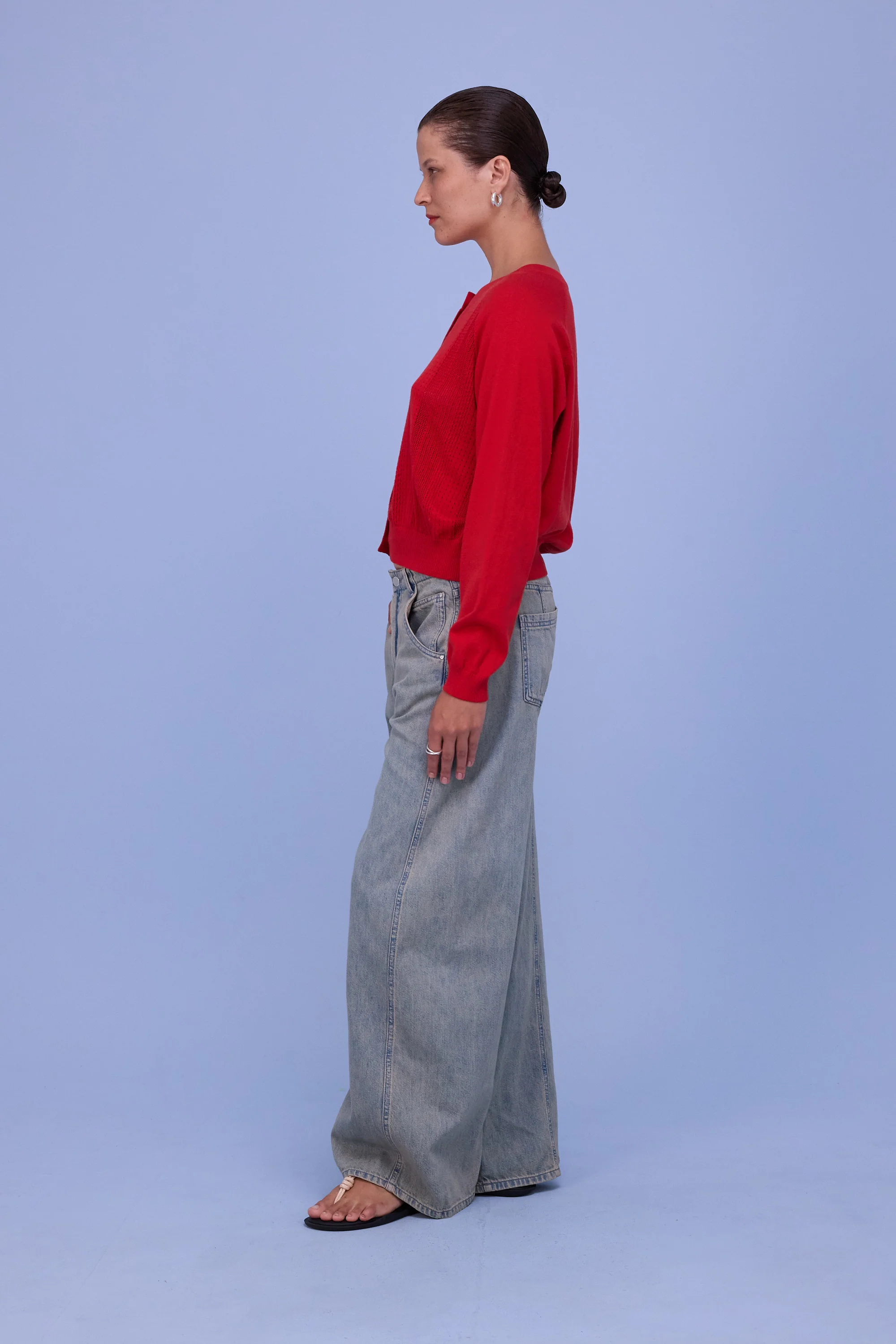 Havar cardigan in coral red - Image 3