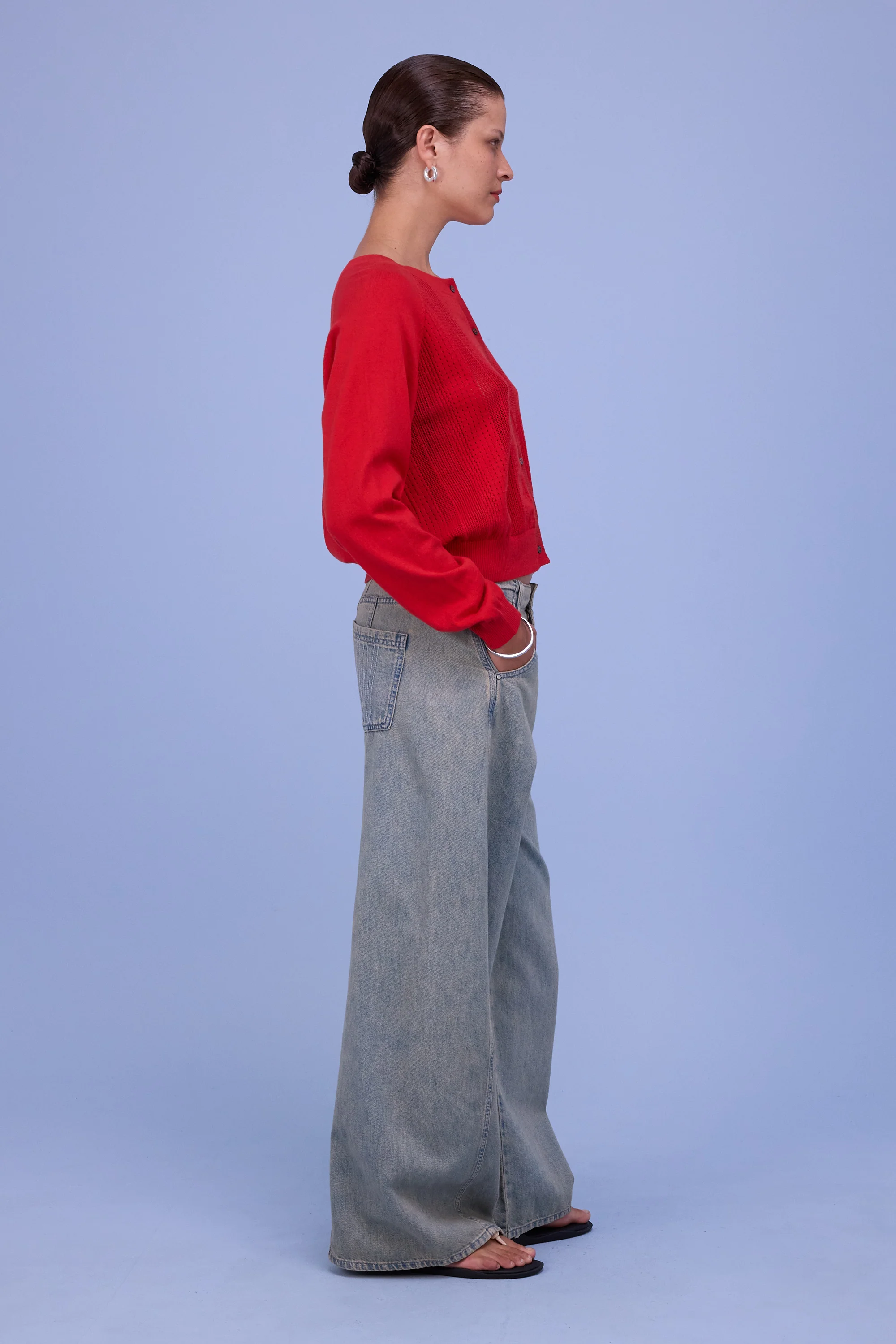Havar cardigan in coral red - Image 5