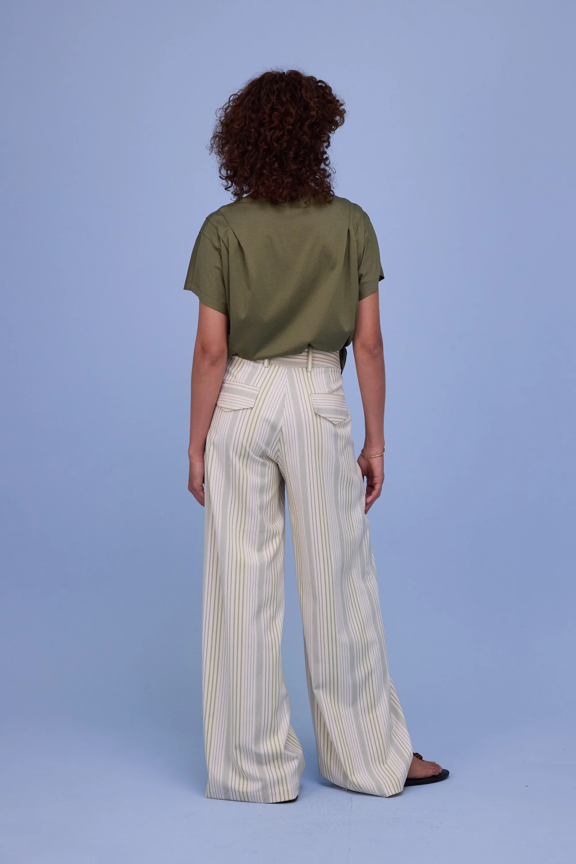Edward broek in ecru/green stripes - Image 3