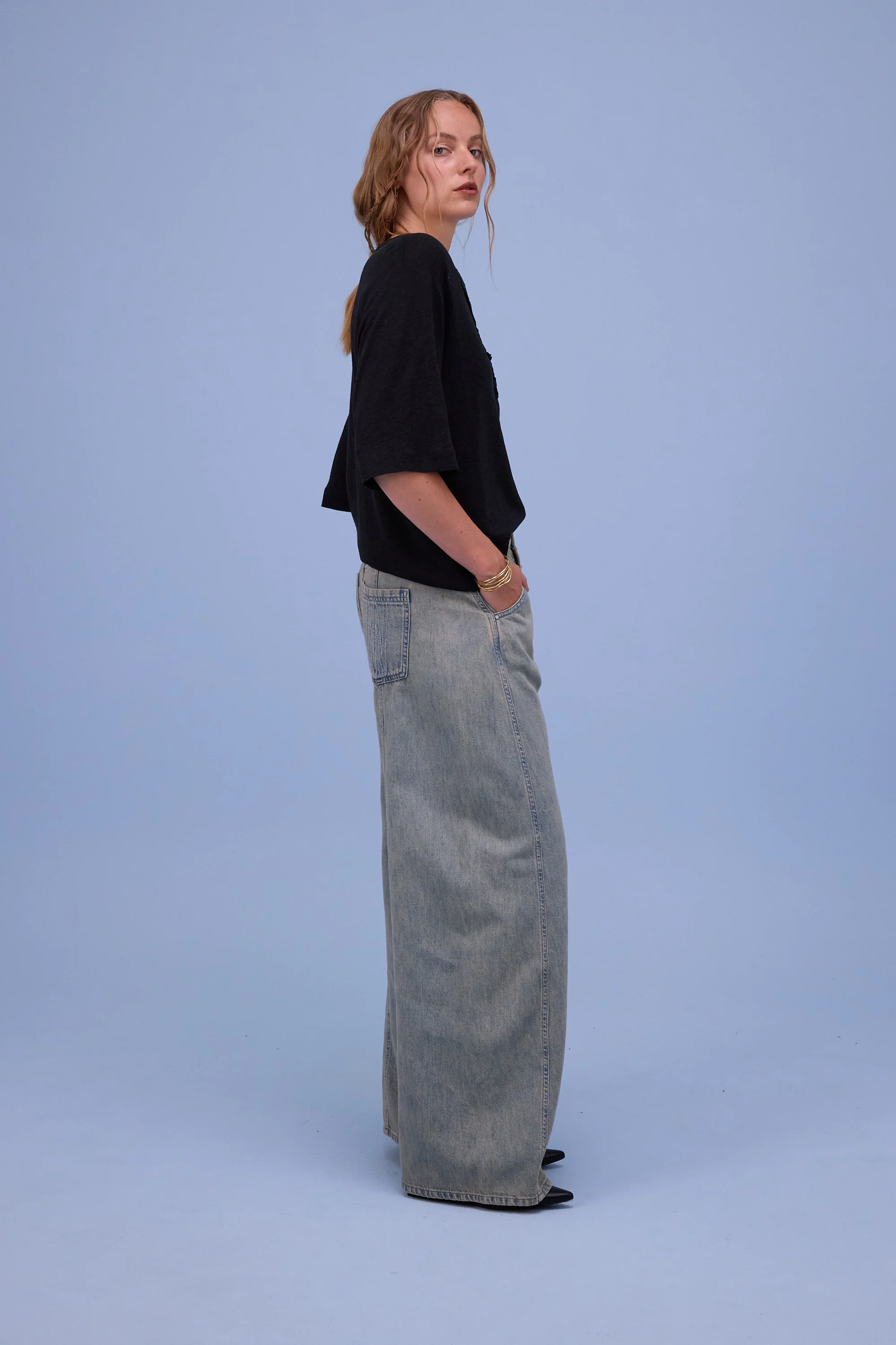 Hiroshi broek in sand denim - Image 6