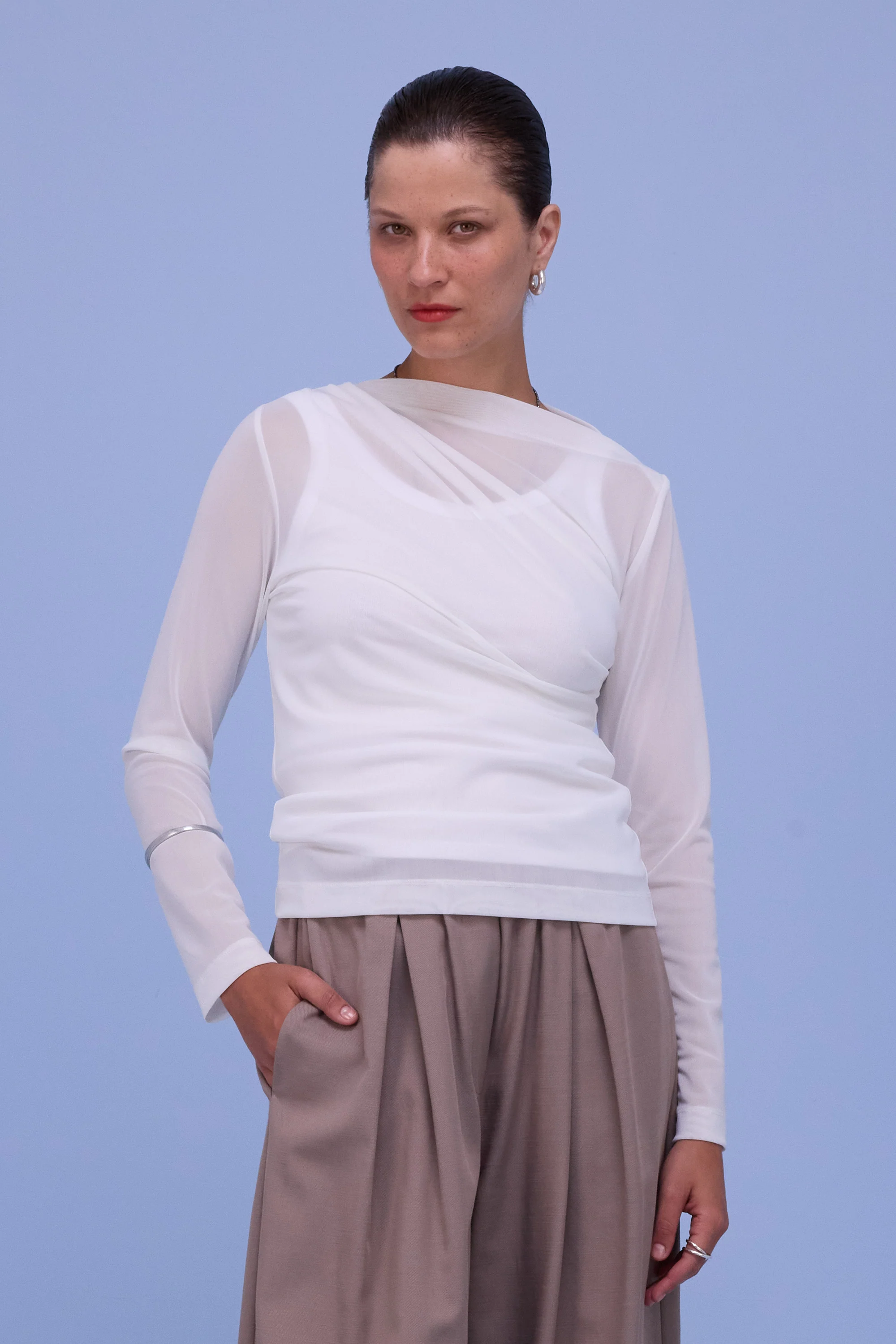 Anna T-shirt in white mesh