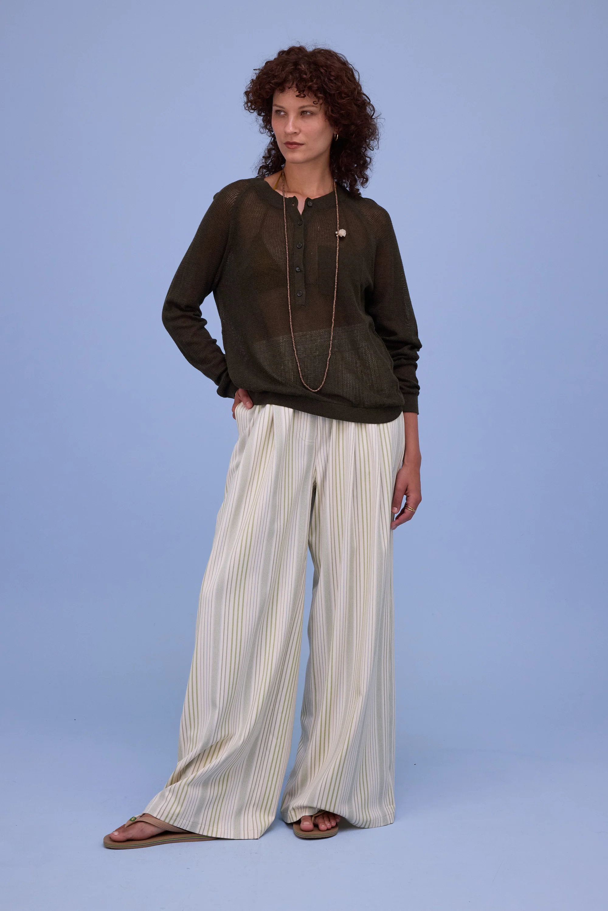 Hardy broek in ecru/green stripes - Image 7