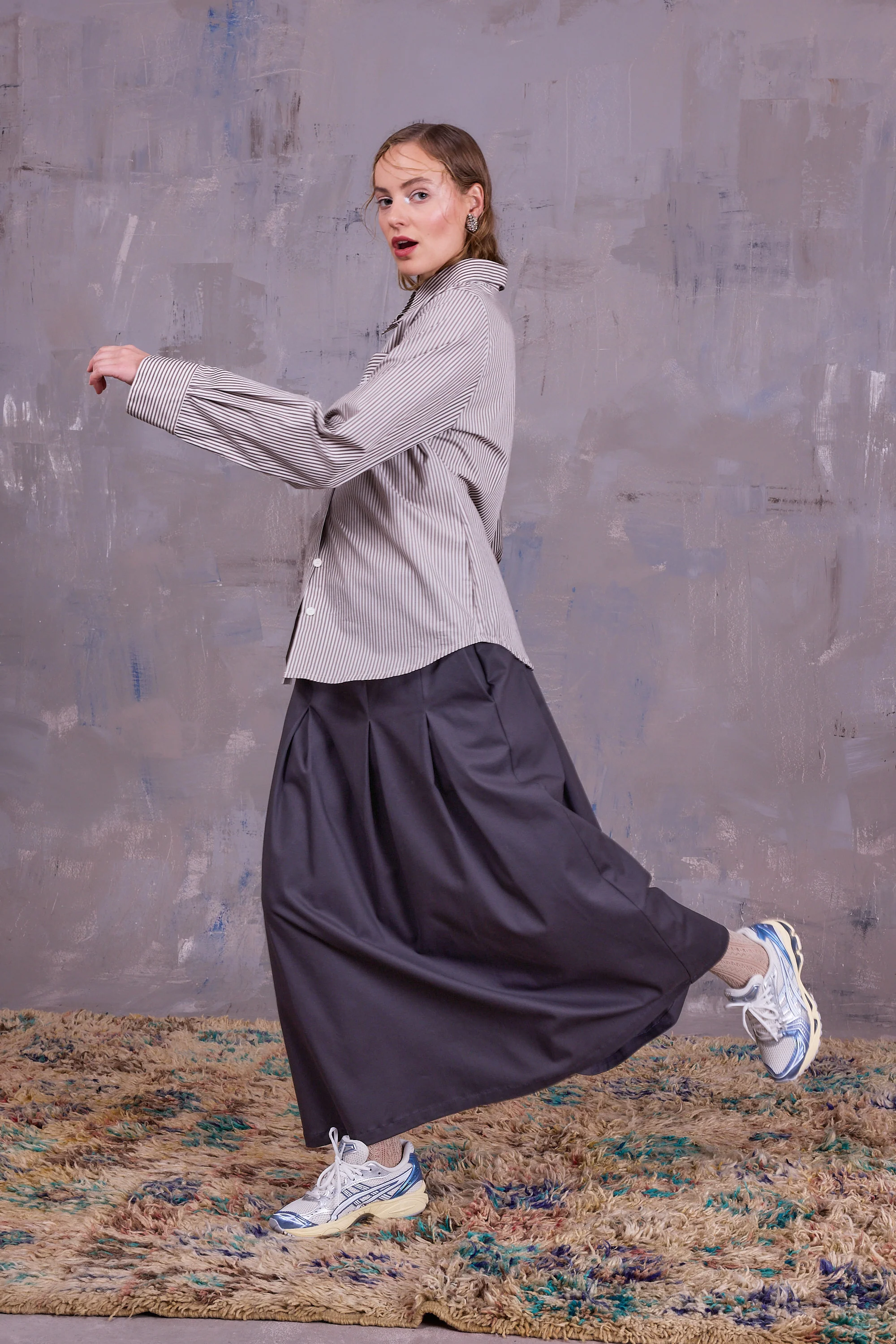 Ginny hemd in brown ecru vintage cotton stripes - Image 6