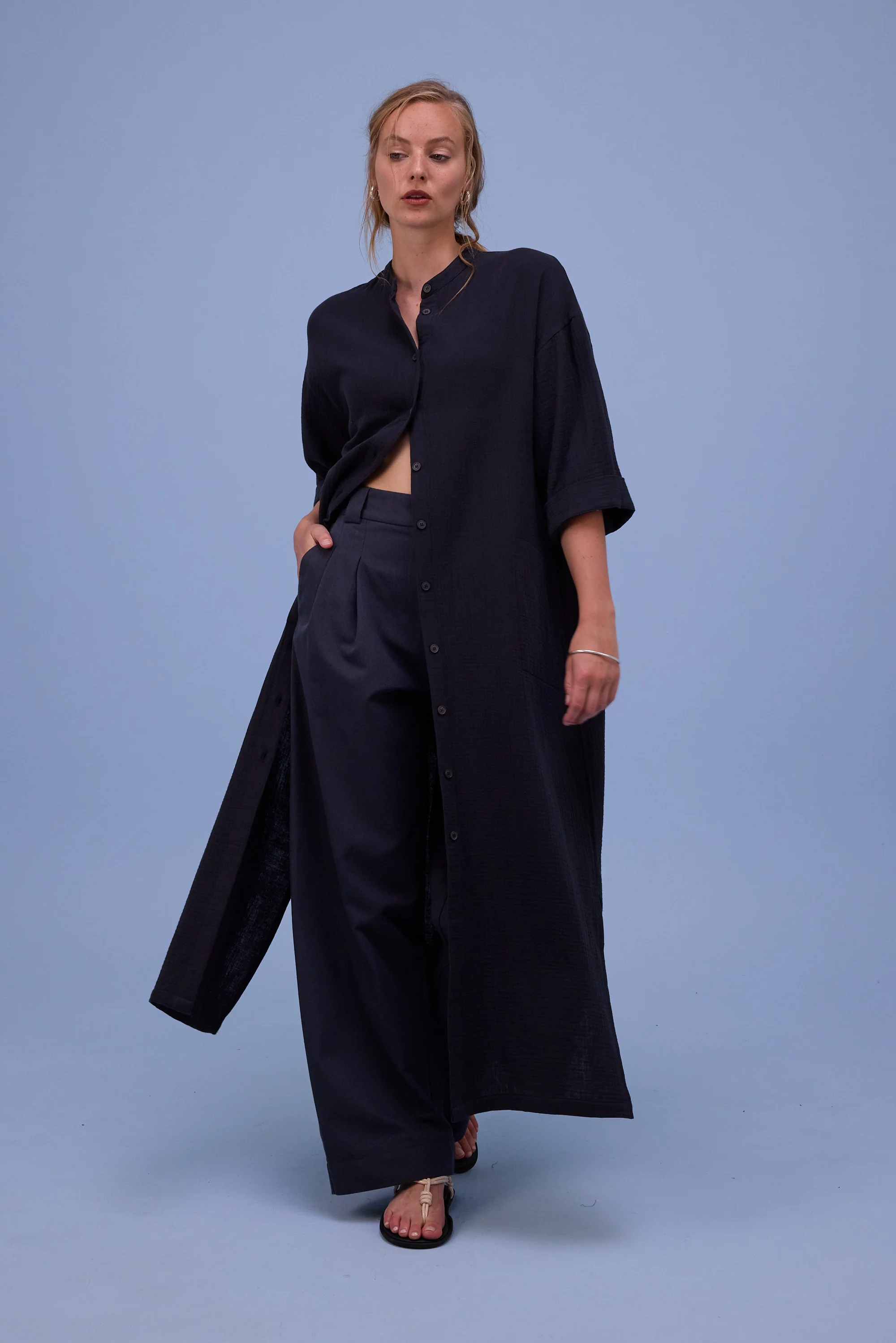 Halina jurk in off-black tetra