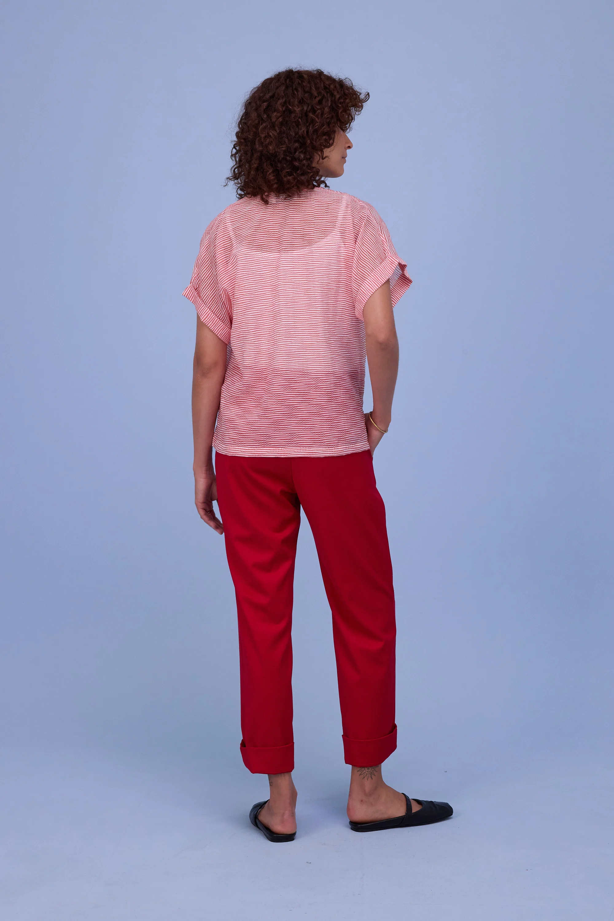 Faro blouse in transparent red stripes - Image 3